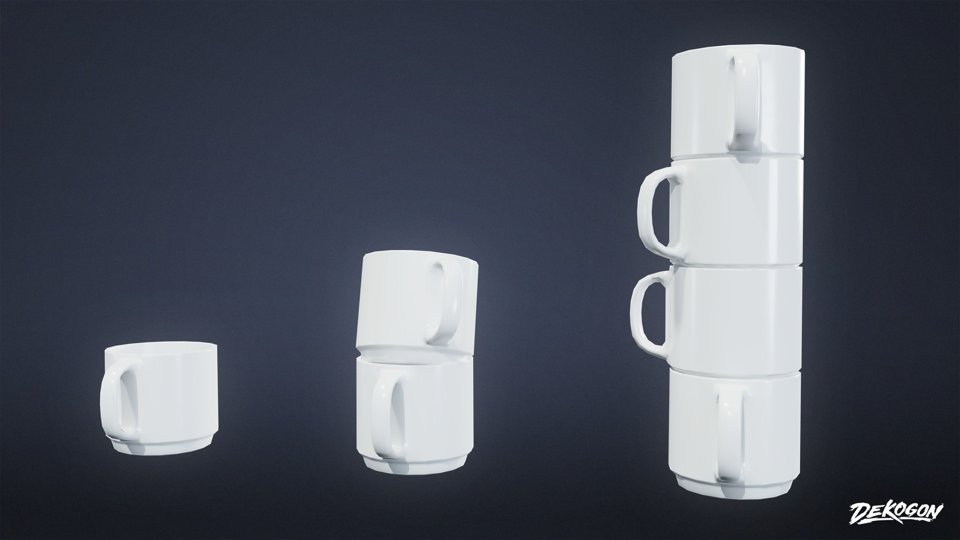KITCHEN - Dish Set 01 - LOW POLY Low-poly 3D model_4