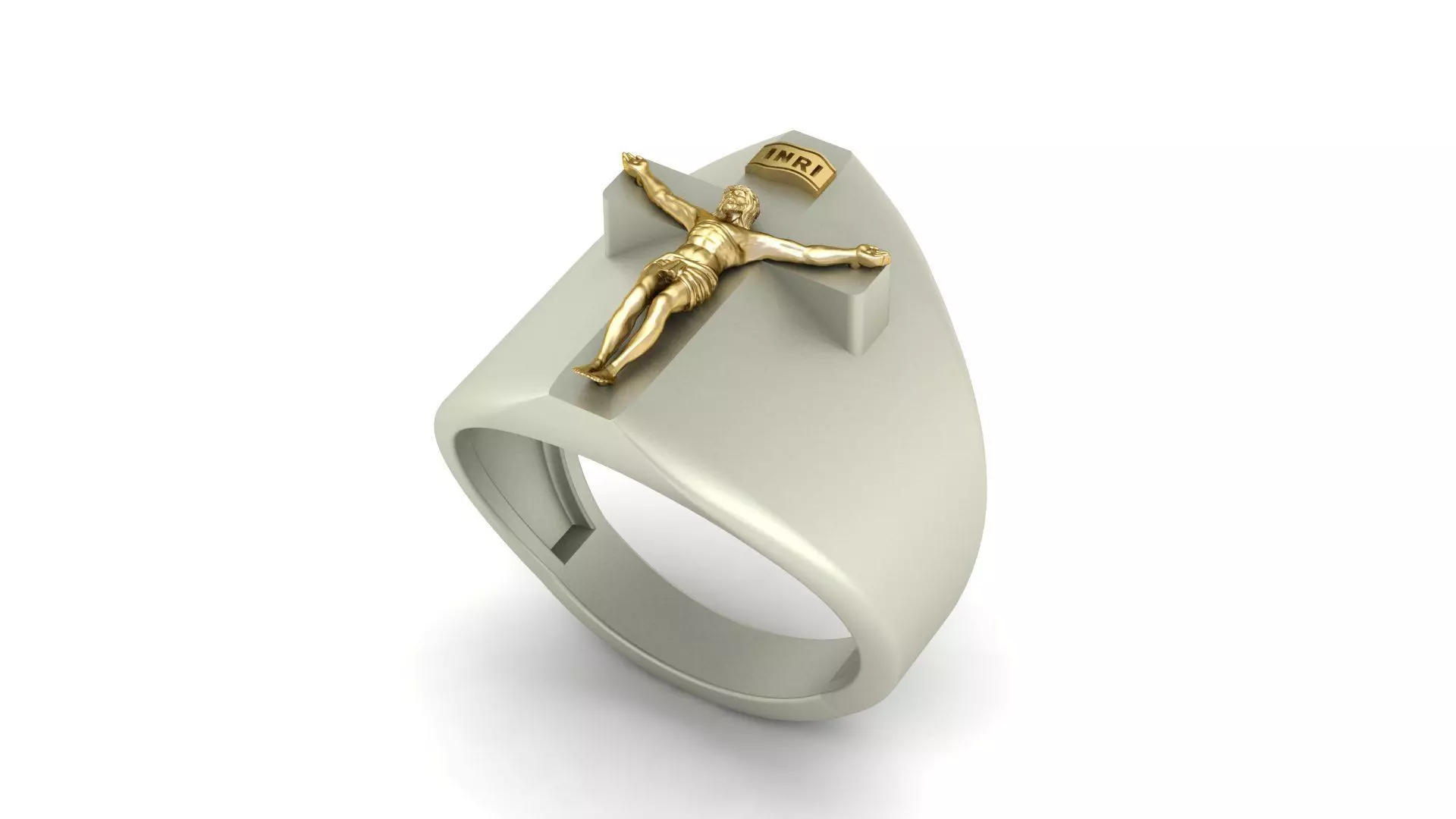 Jesus Christ Cross Signet Ring Anel Cruz Jesus 3D print model