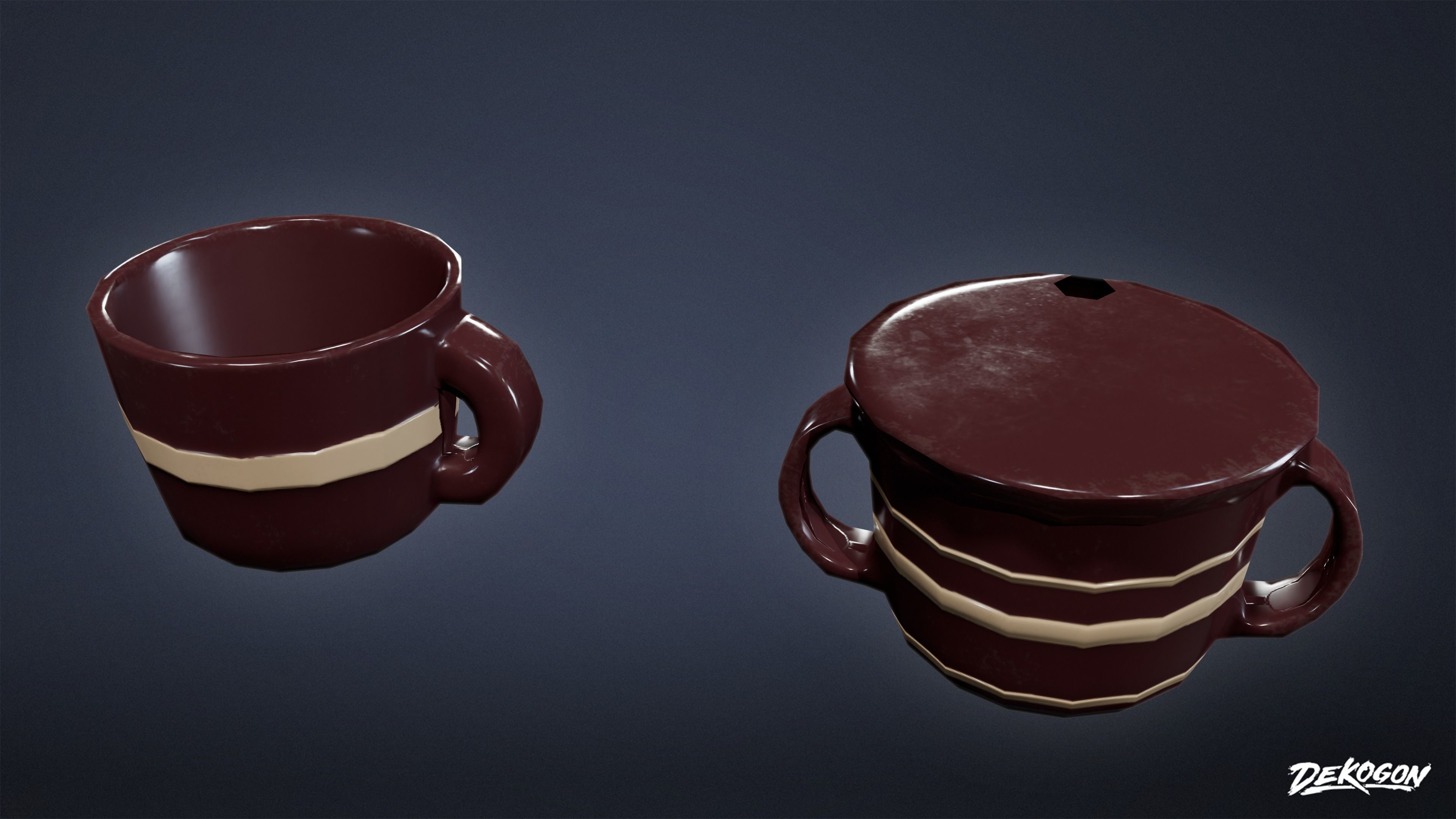KITCHEN - Dish Set 02 - LOW POLY Low-poly 3D model_6