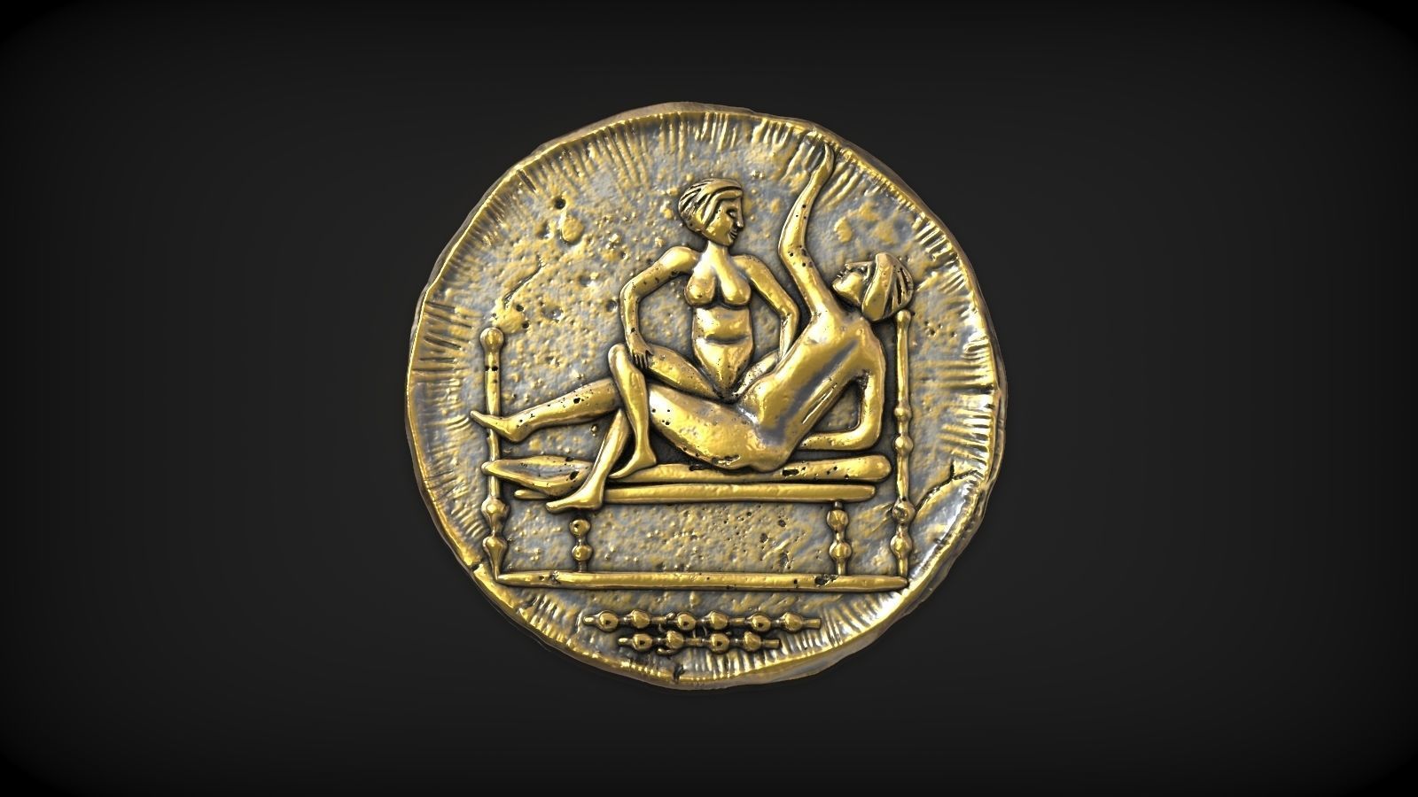 Spintria Rare Ancient Roman Token Antique Coin Number XVI 3D print model_1