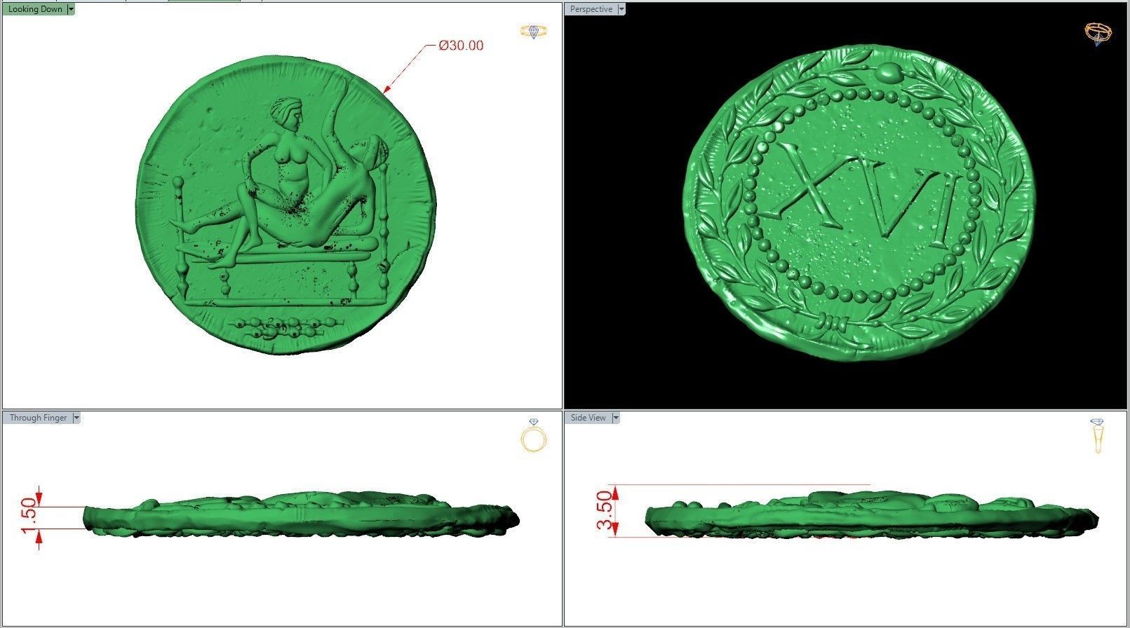Spintria Rare Ancient Roman Token Antique Coin Number XVI 3D print model_6