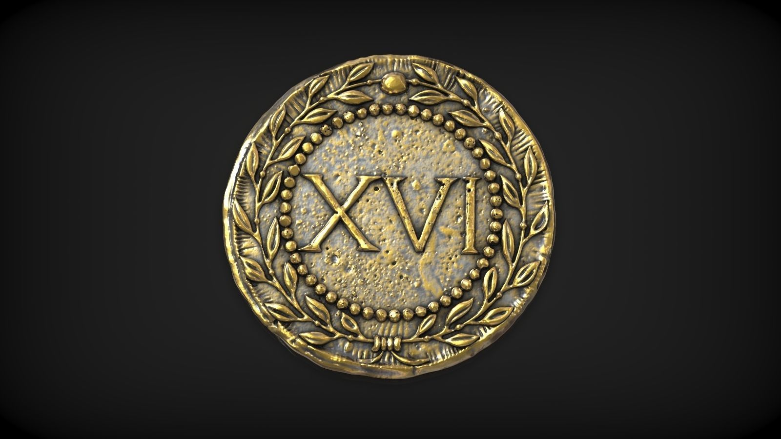 Spintria Rare Ancient Roman Token Antique Coin Number XVI 3D print model_2