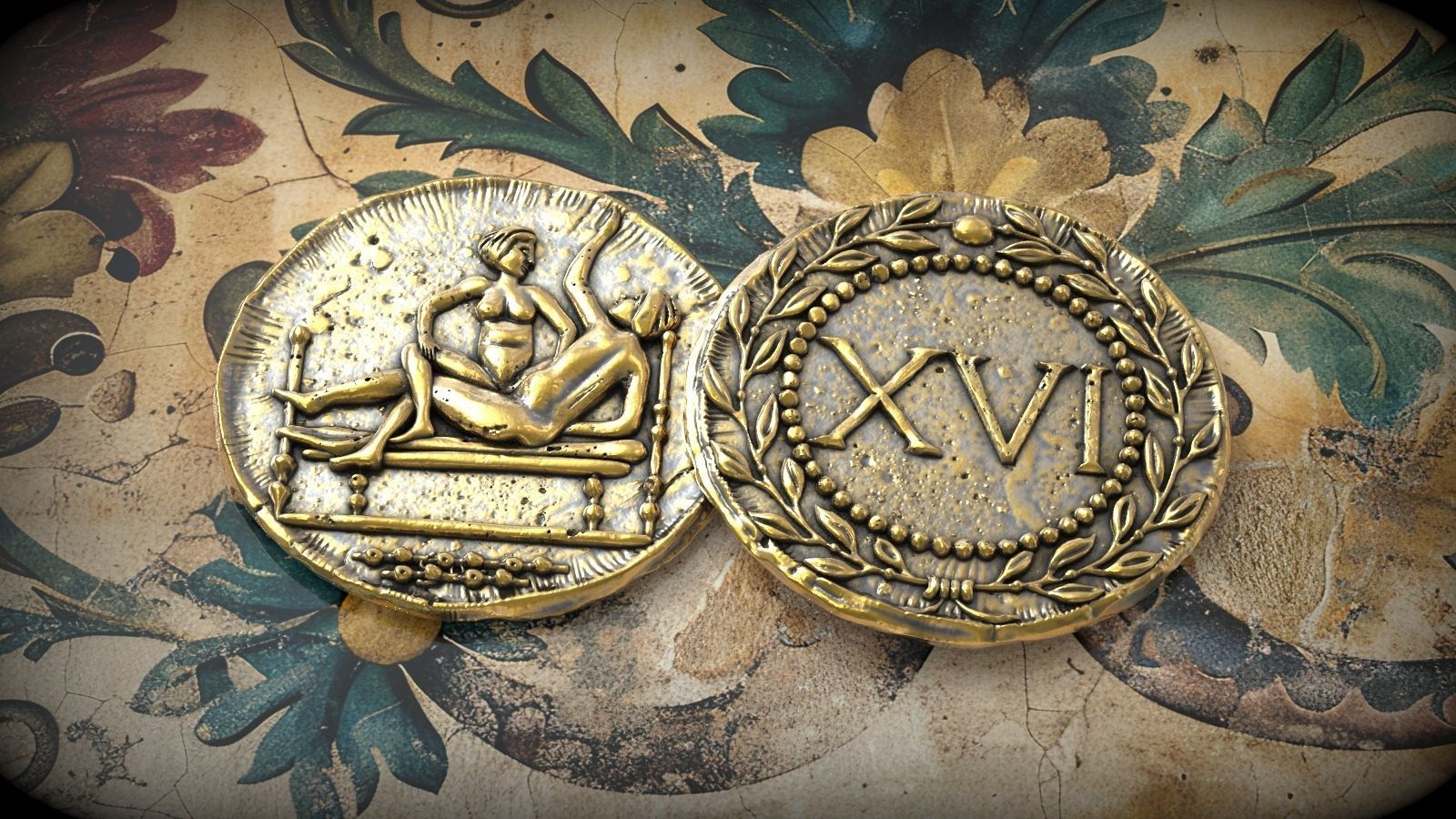 Spintria Rare Ancient Roman Token Antique Coin Number XVI 3D print model_5