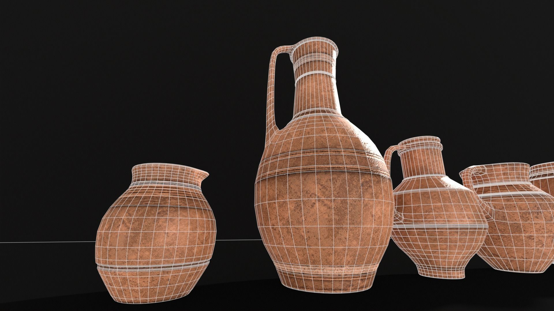 Medieval Ancient Pottery  Low-poly 3D model_15