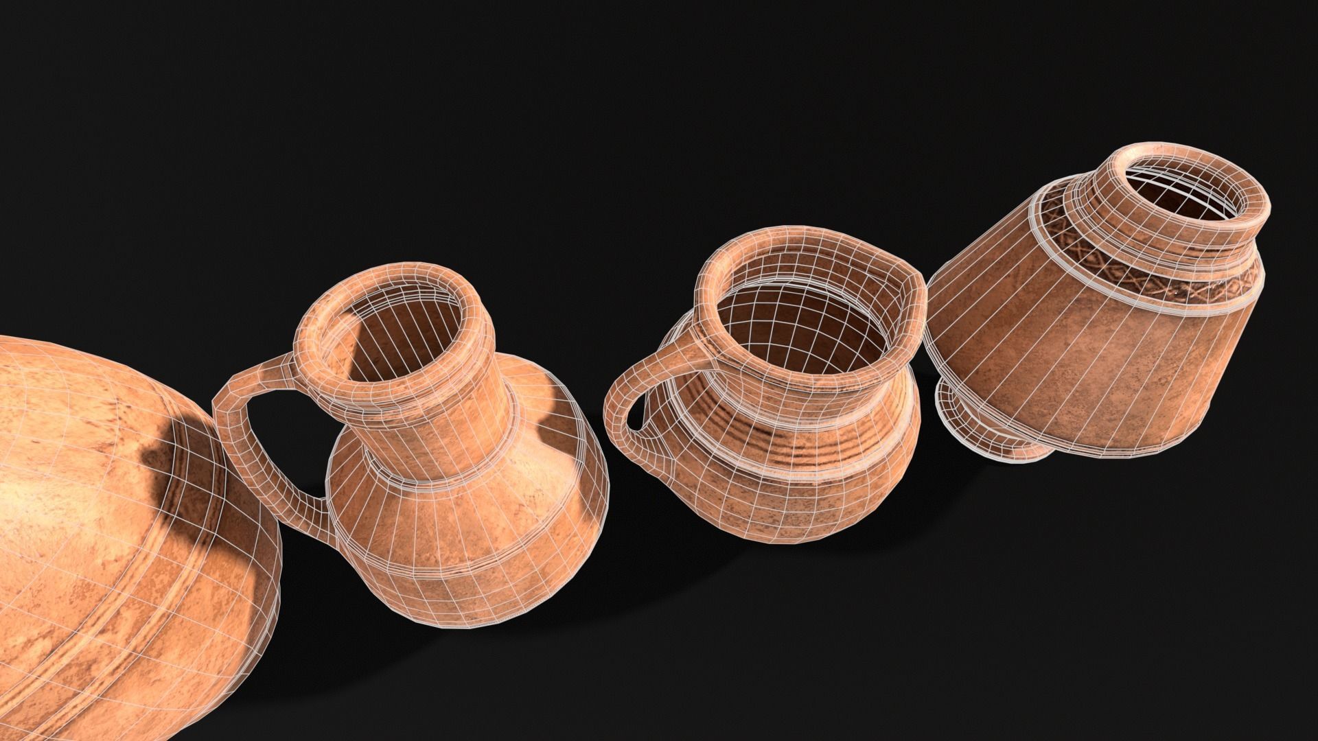 Medieval Ancient Pottery  Low-poly 3D model_13