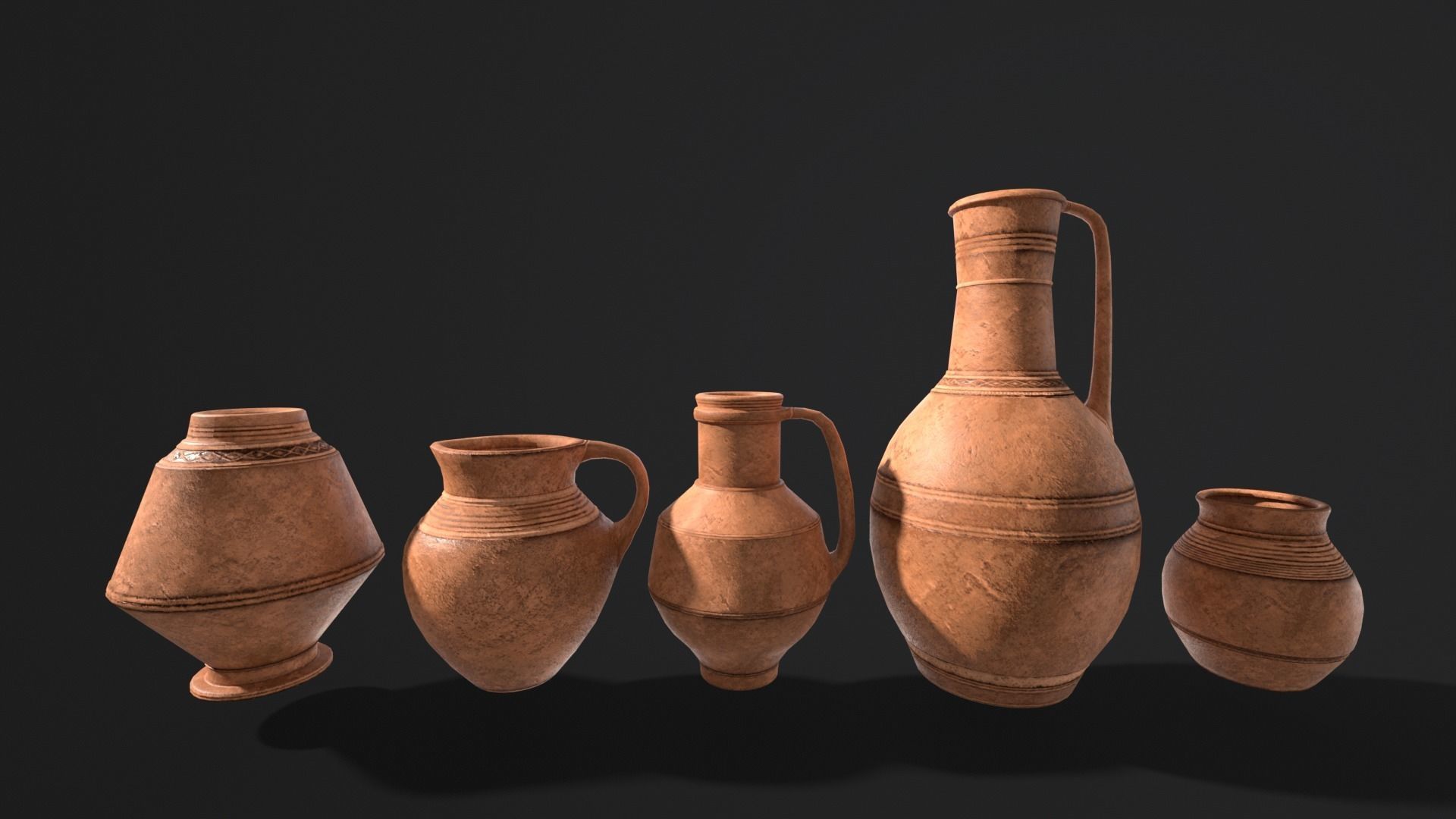 Medieval Ancient Pottery  Low-poly 3D model_2