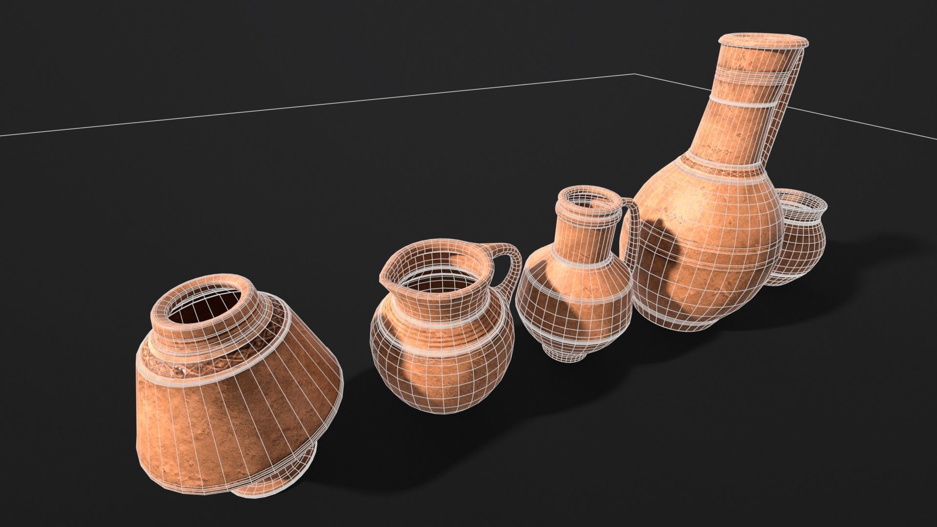 Medieval Ancient Pottery  Low-poly 3D model_7