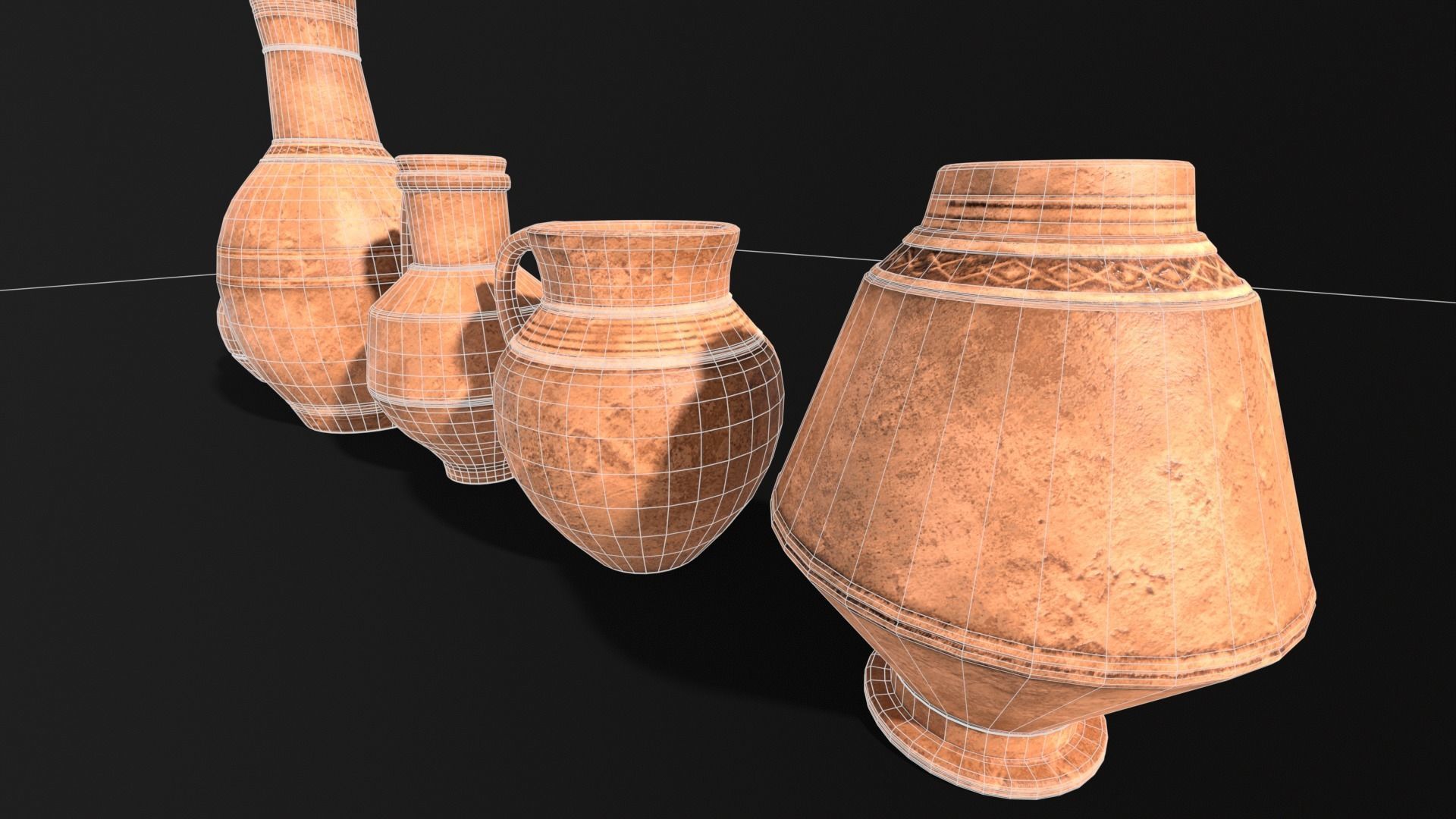 Medieval Ancient Pottery  Low-poly 3D model_11