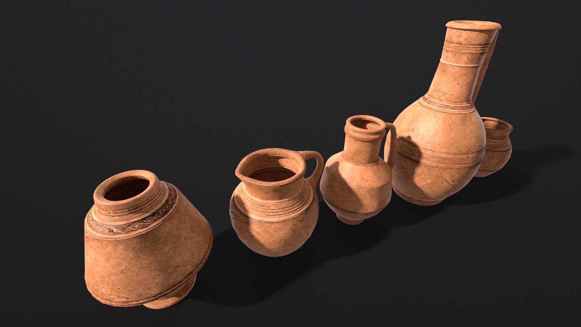 Medieval Ancient Pottery  Low-poly 3D model_6