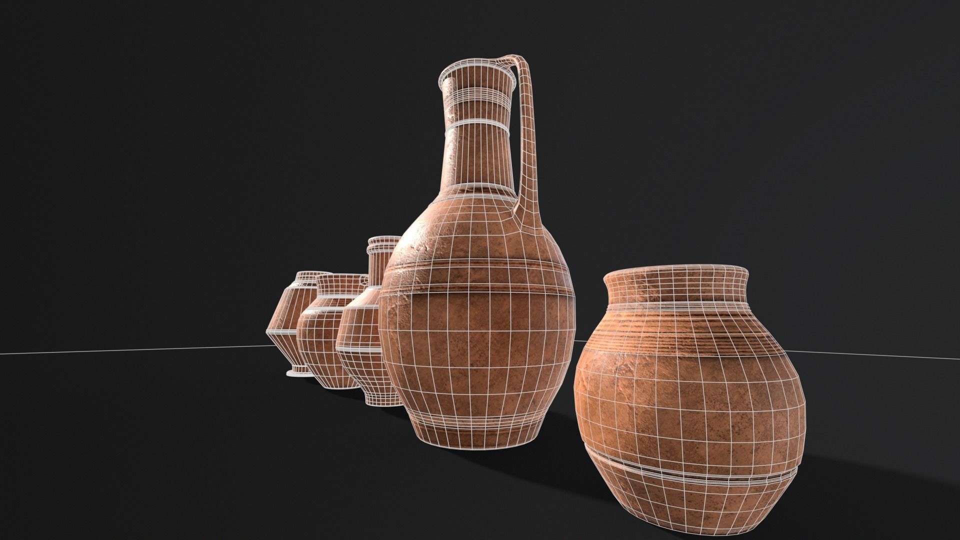 Medieval Ancient Pottery  Low-poly 3D model_17