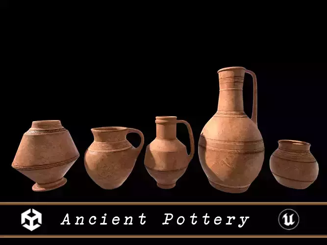 Medieval Ancient Pottery  Low-poly 3D model