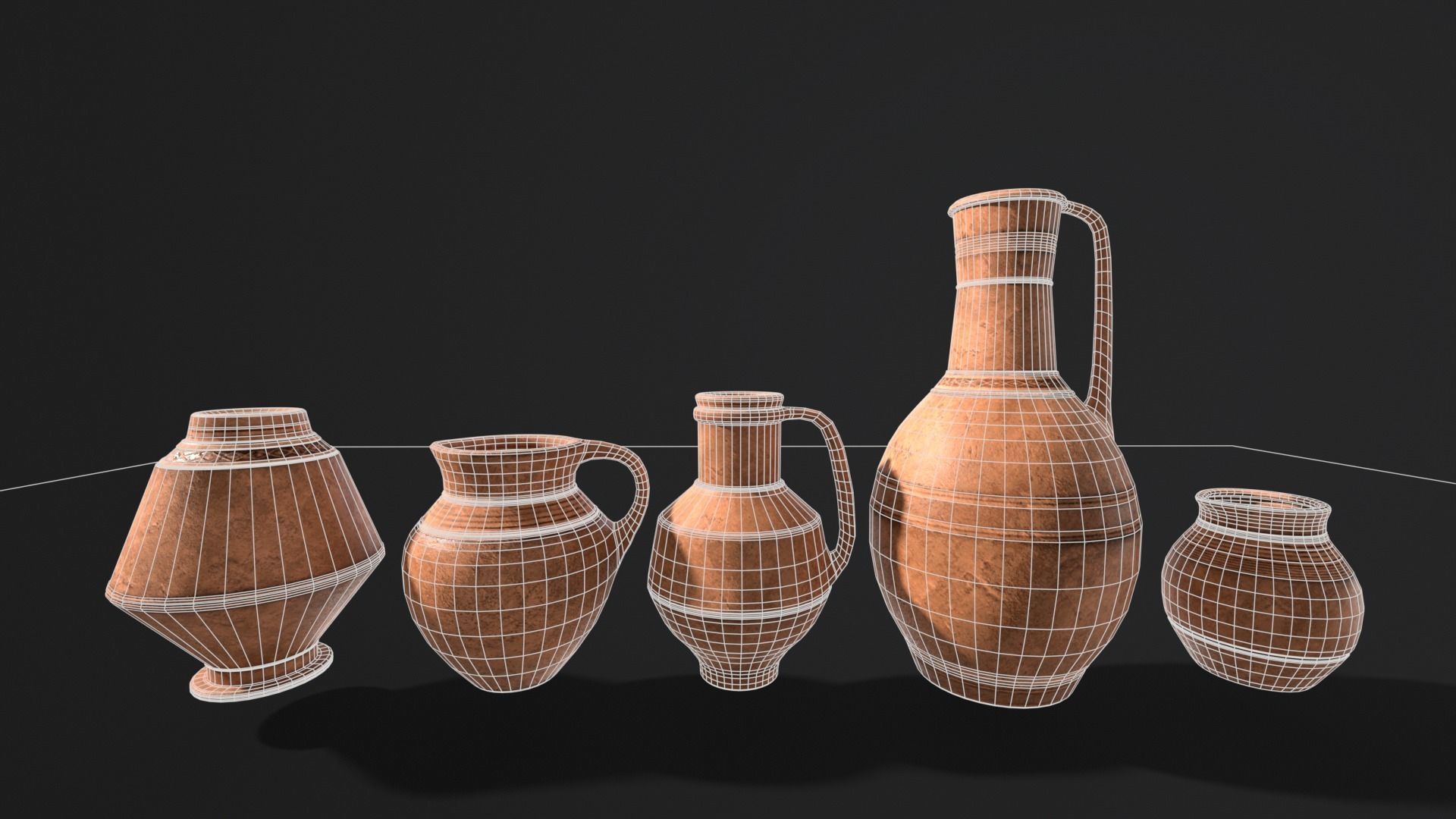 Medieval Ancient Pottery  Low-poly 3D model_3