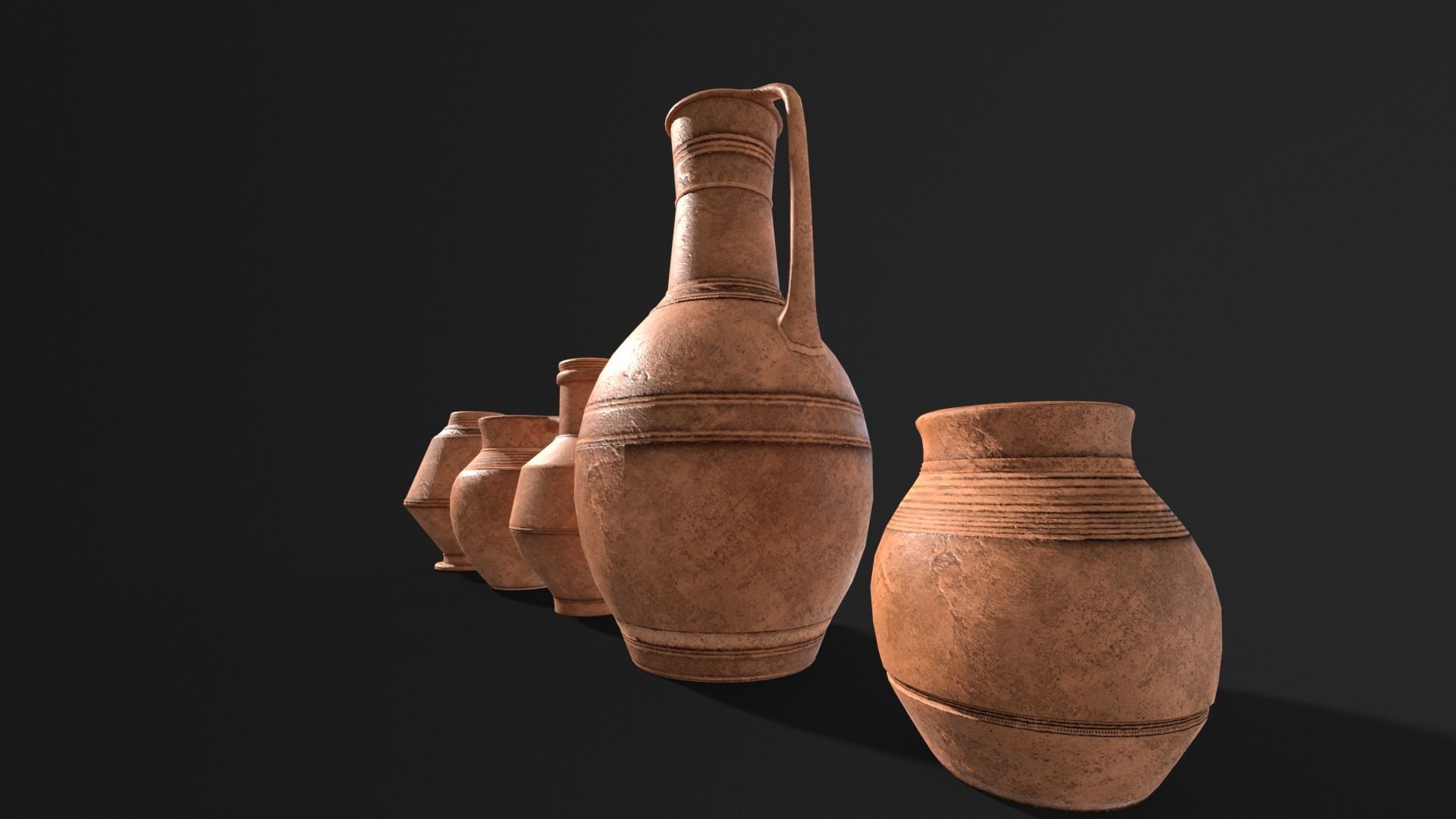 Medieval Ancient Pottery  Low-poly 3D model_16