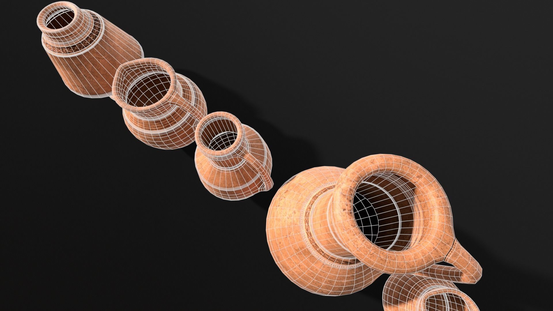 Medieval Ancient Pottery  Low-poly 3D model_19