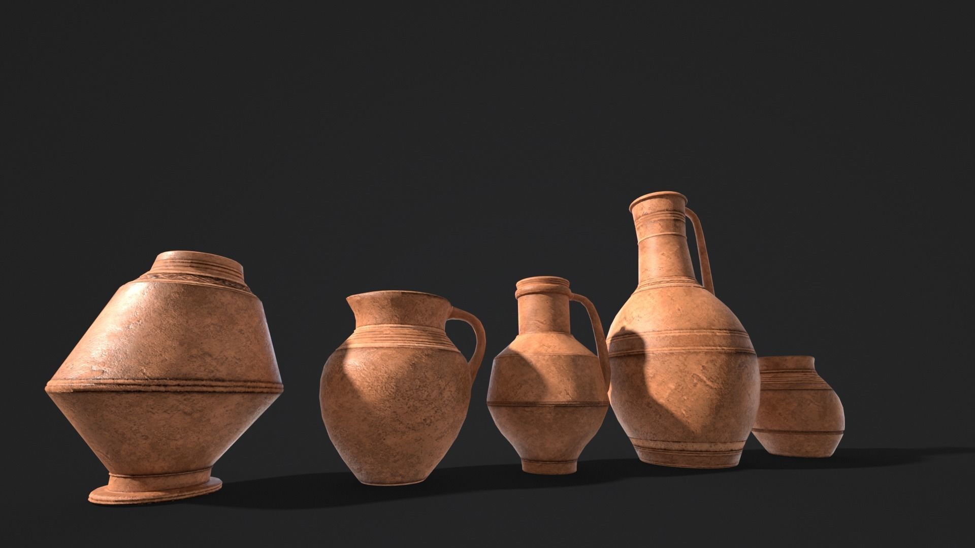 Medieval Ancient Pottery  Low-poly 3D model_4