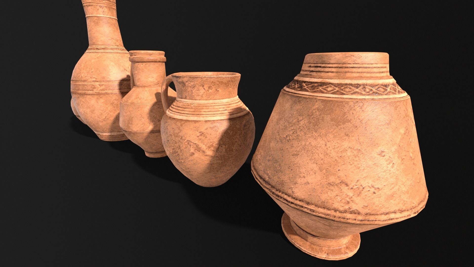 Medieval Ancient Pottery  Low-poly 3D model_10
