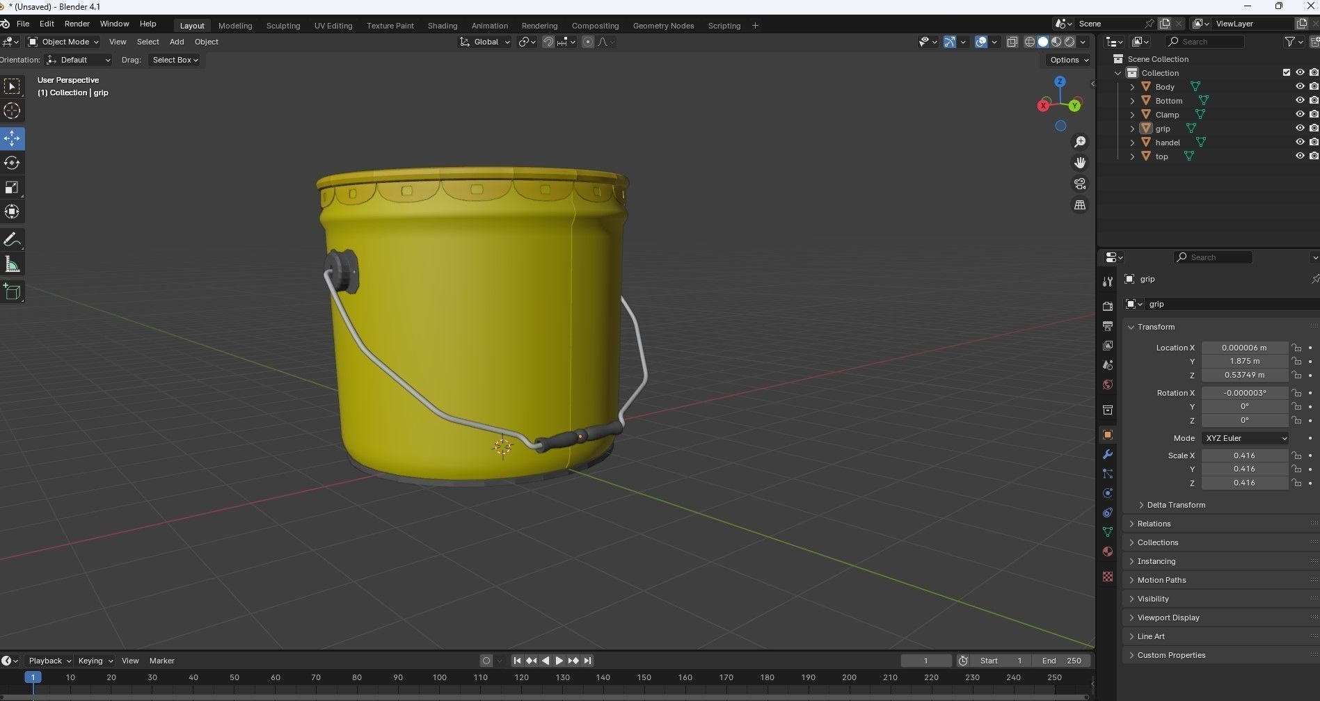Metal Paint Bucket 3 Gallon Mockup 3D model 3D model_16
