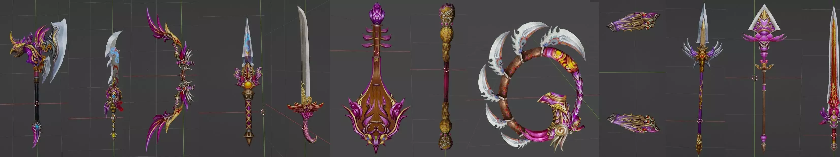 12 unique fantasy weapons - part 12 Low-poly 3D model_0
