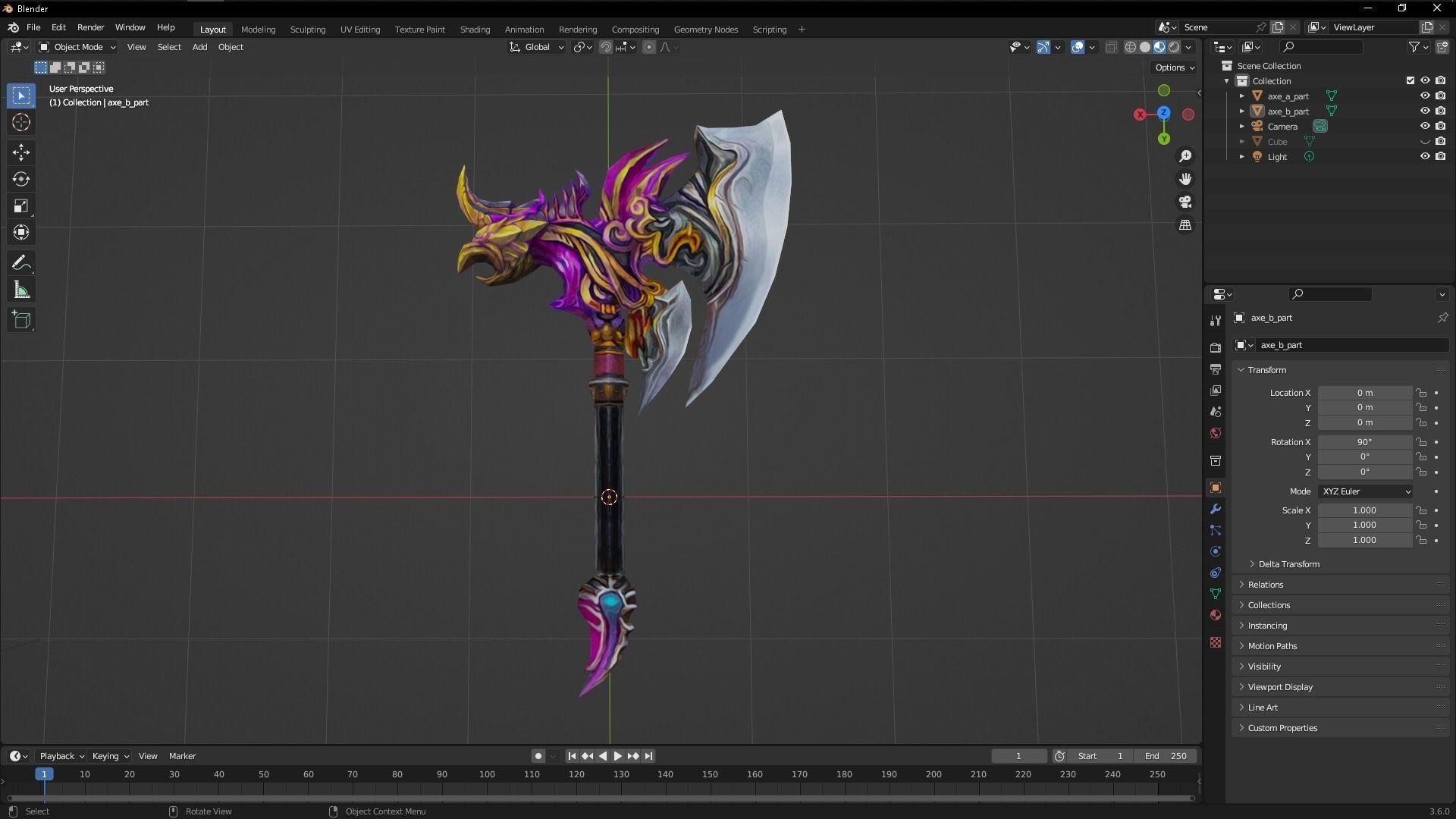 12 unique fantasy weapons - part 12 Low-poly 3D model_1