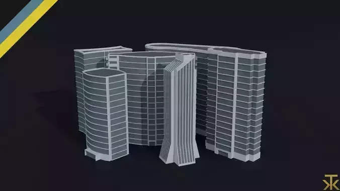 Cartoon skycrapers 2 Polygonal Style