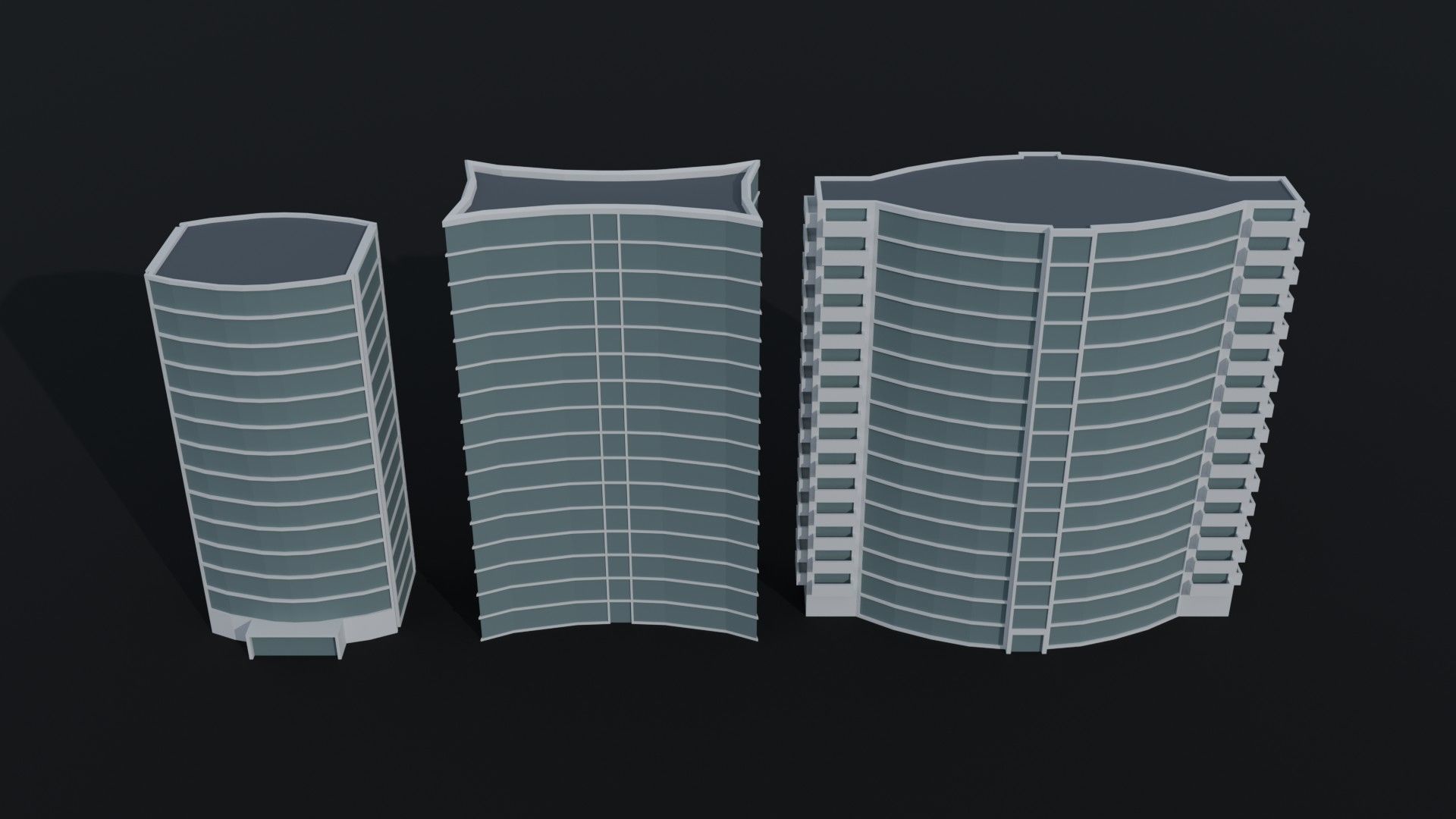 Cartoon skycrapers 2 Polygonal Style Low-poly 3D model_2