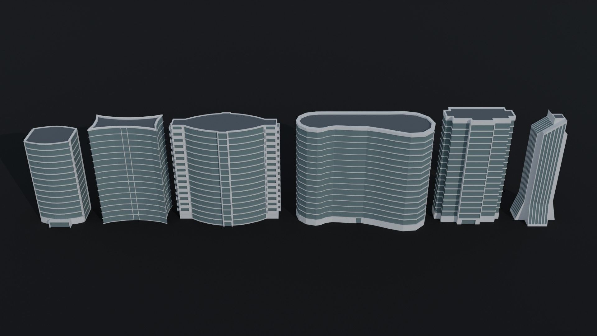 Cartoon skycrapers 2 Polygonal Style Low-poly 3D model_1