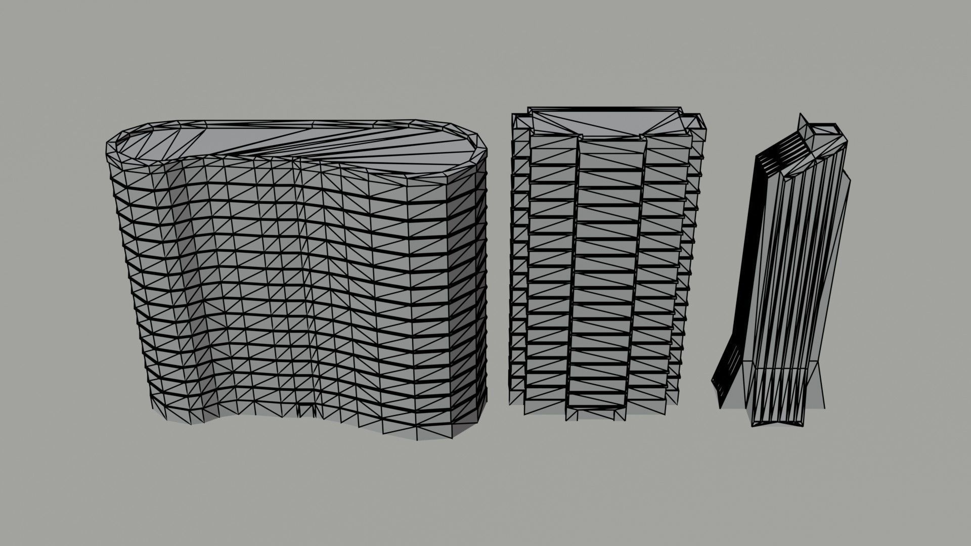 Cartoon skycrapers 2 Polygonal Style Low-poly 3D model_5