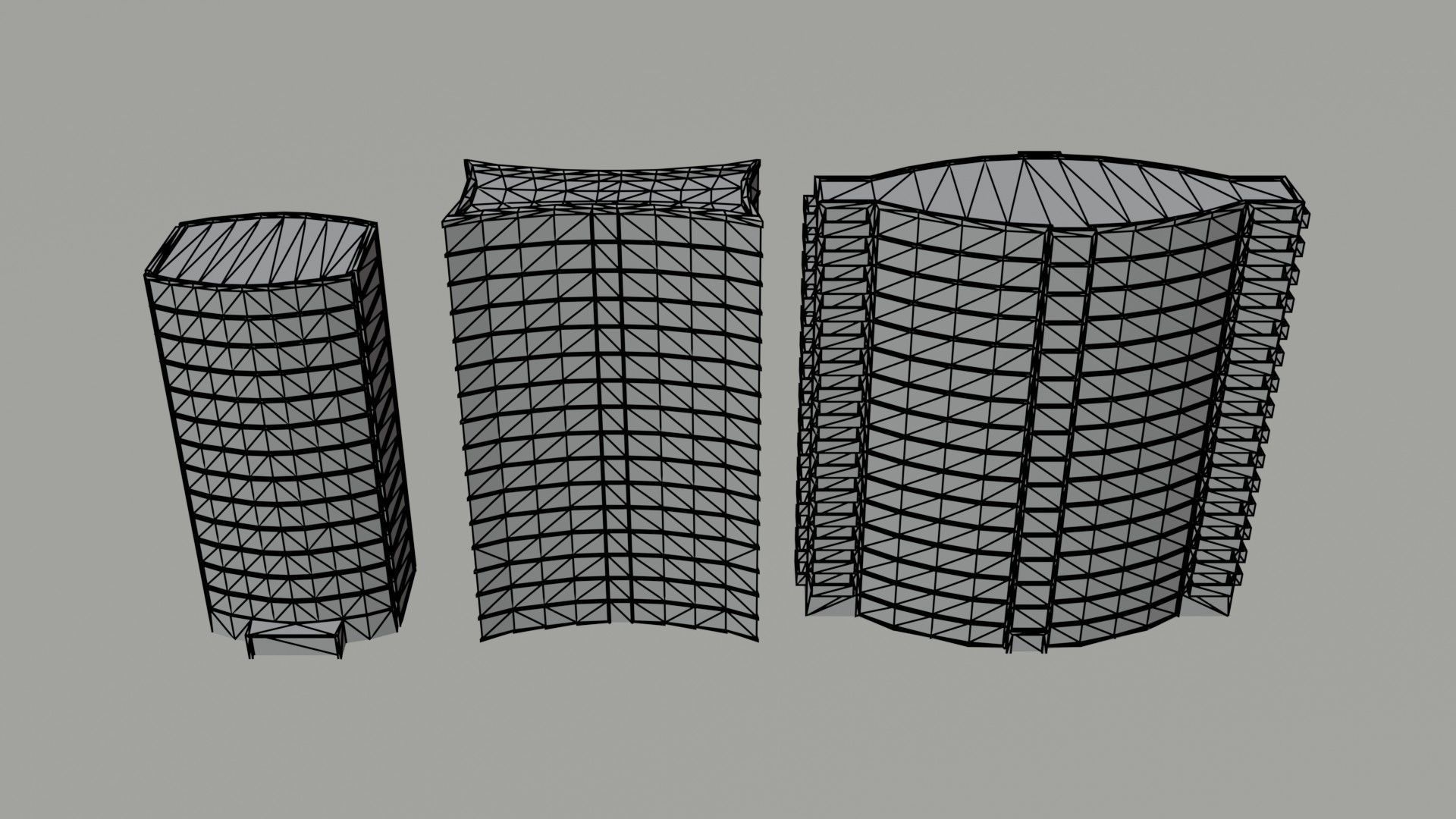 Cartoon skycrapers 2 Polygonal Style Low-poly 3D model_4