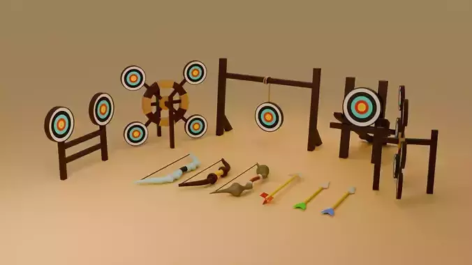 Low poly Archery game assets pack