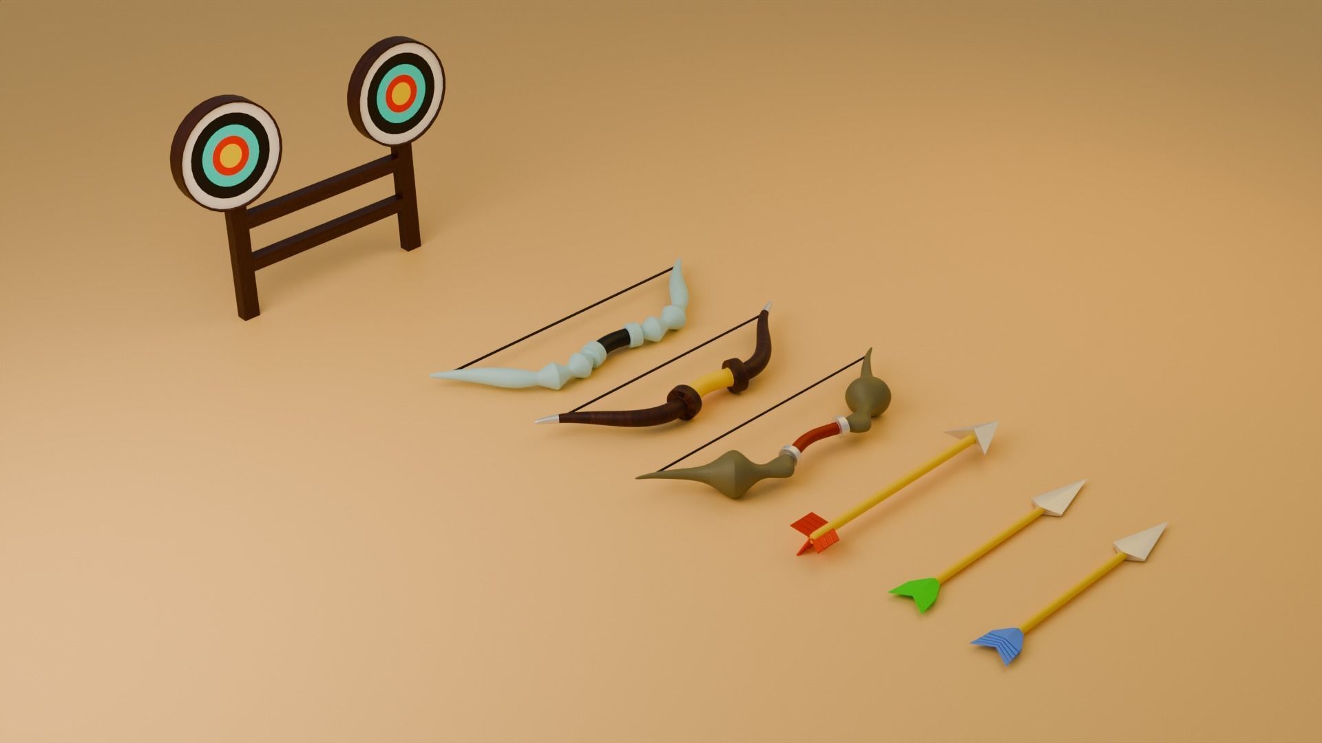 Low poly Archery game assets pack Low-poly 3D model_3