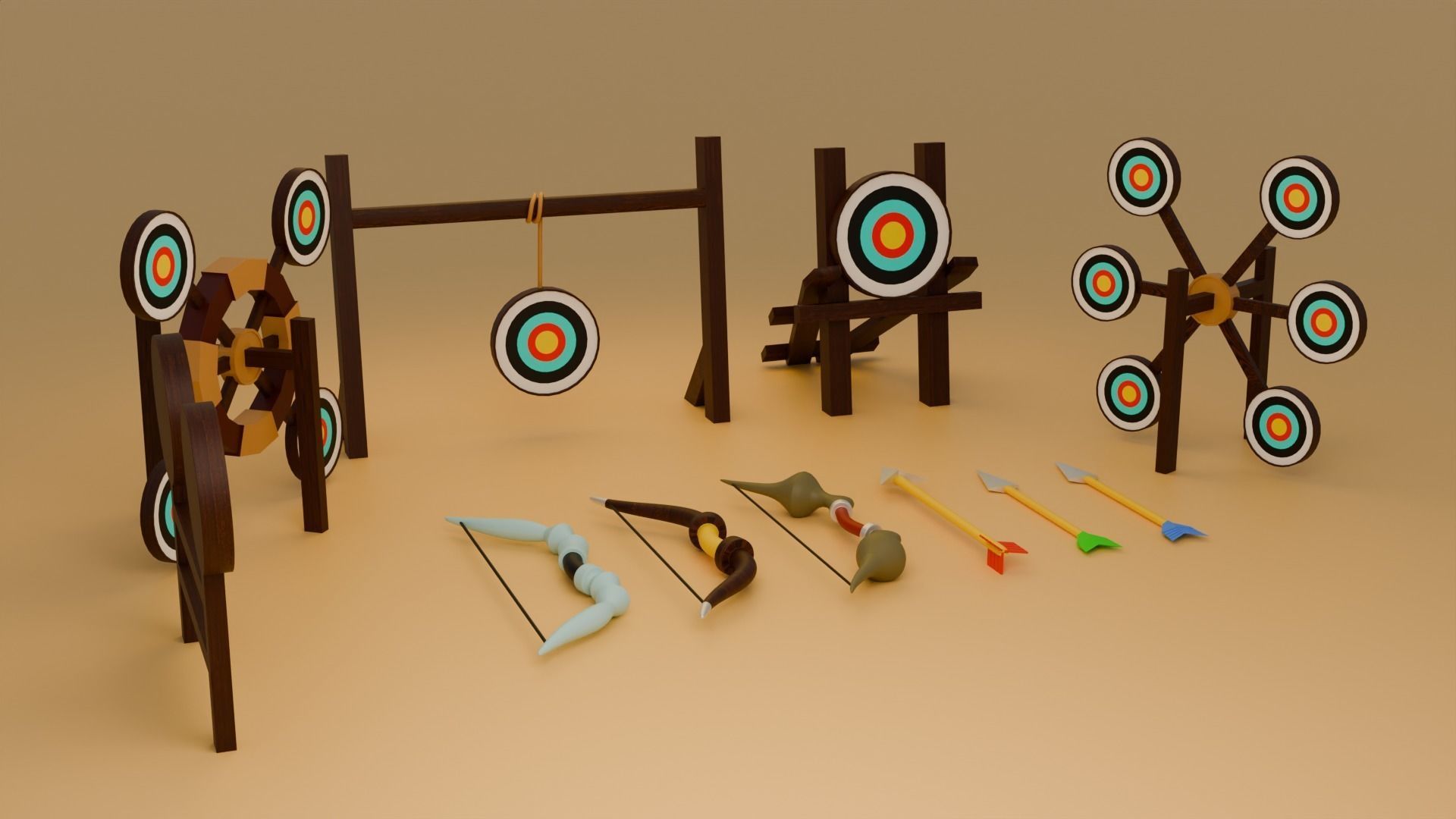 Low poly Archery game assets pack Low-poly 3D model_4