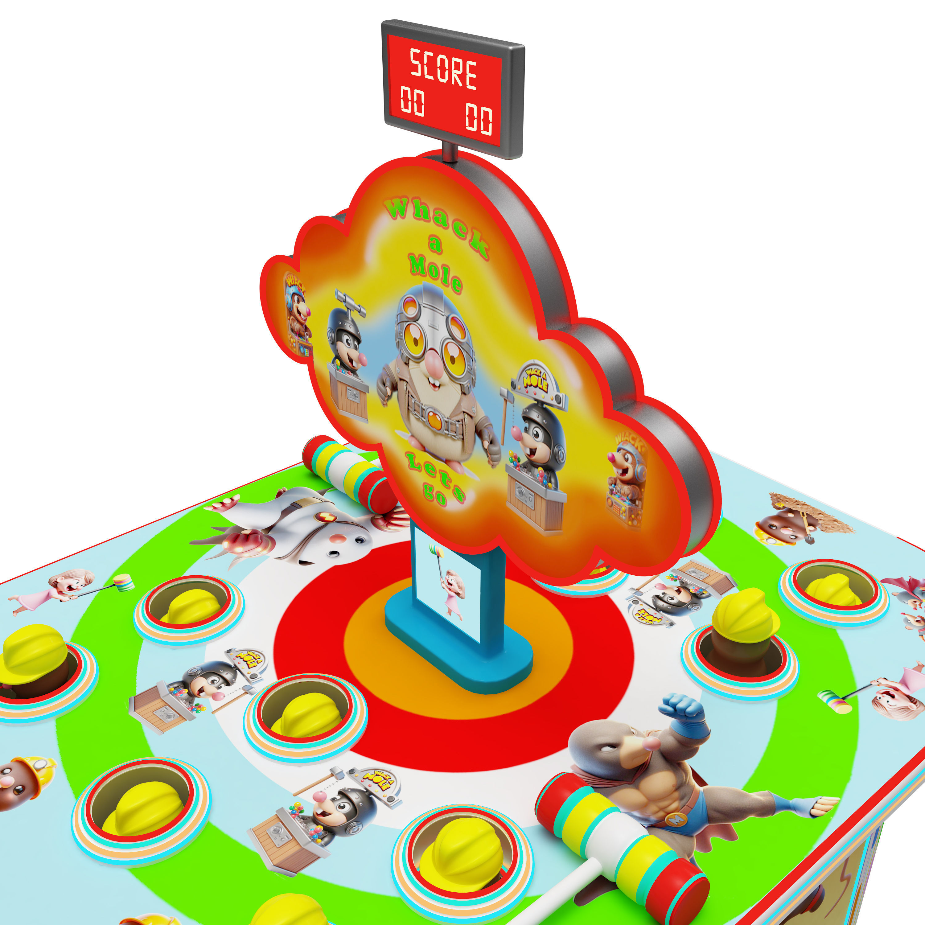 Arcade Whack A Mole Machine 3D model_10