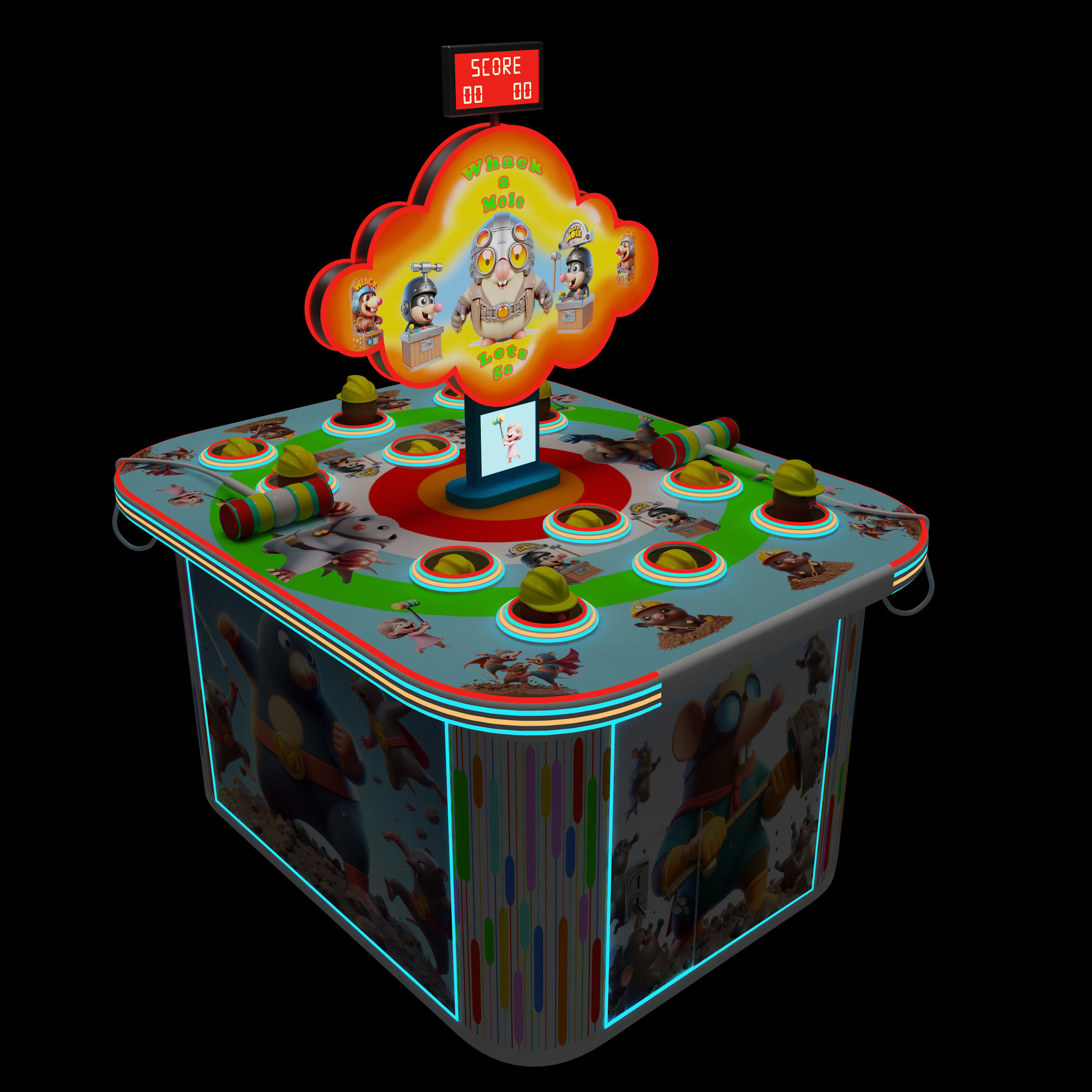 Arcade Whack A Mole Machine 3D model_16