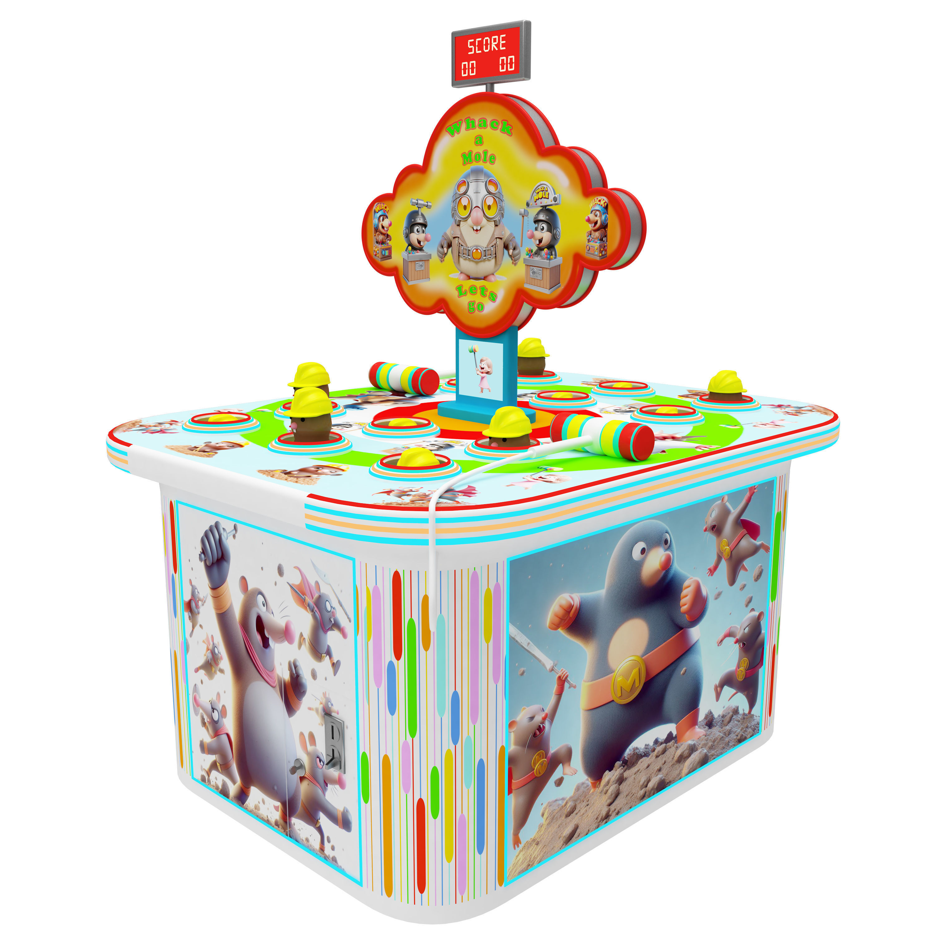Arcade Whack A Mole Machine 3D model_4