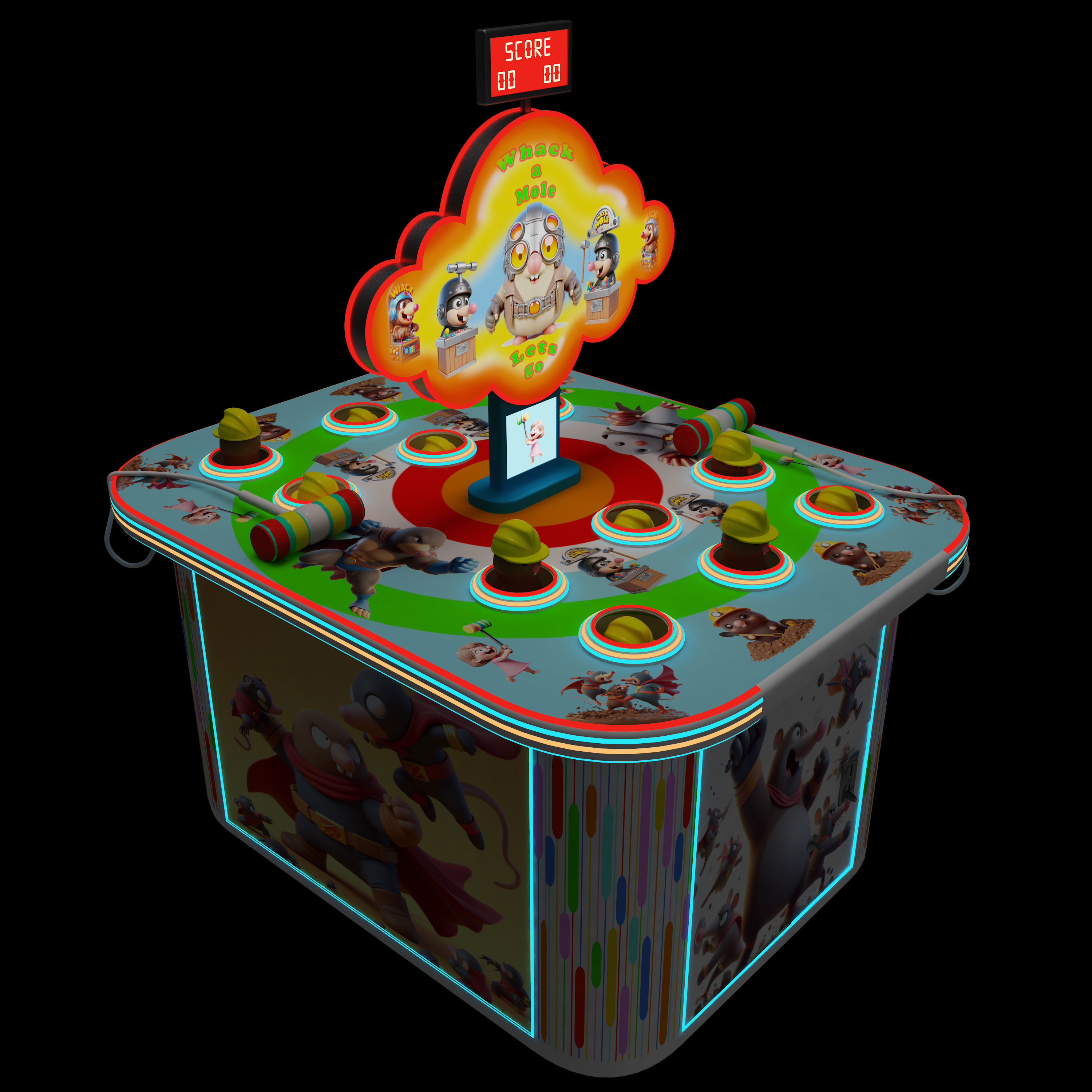 Arcade Whack A Mole Machine 3D model_15