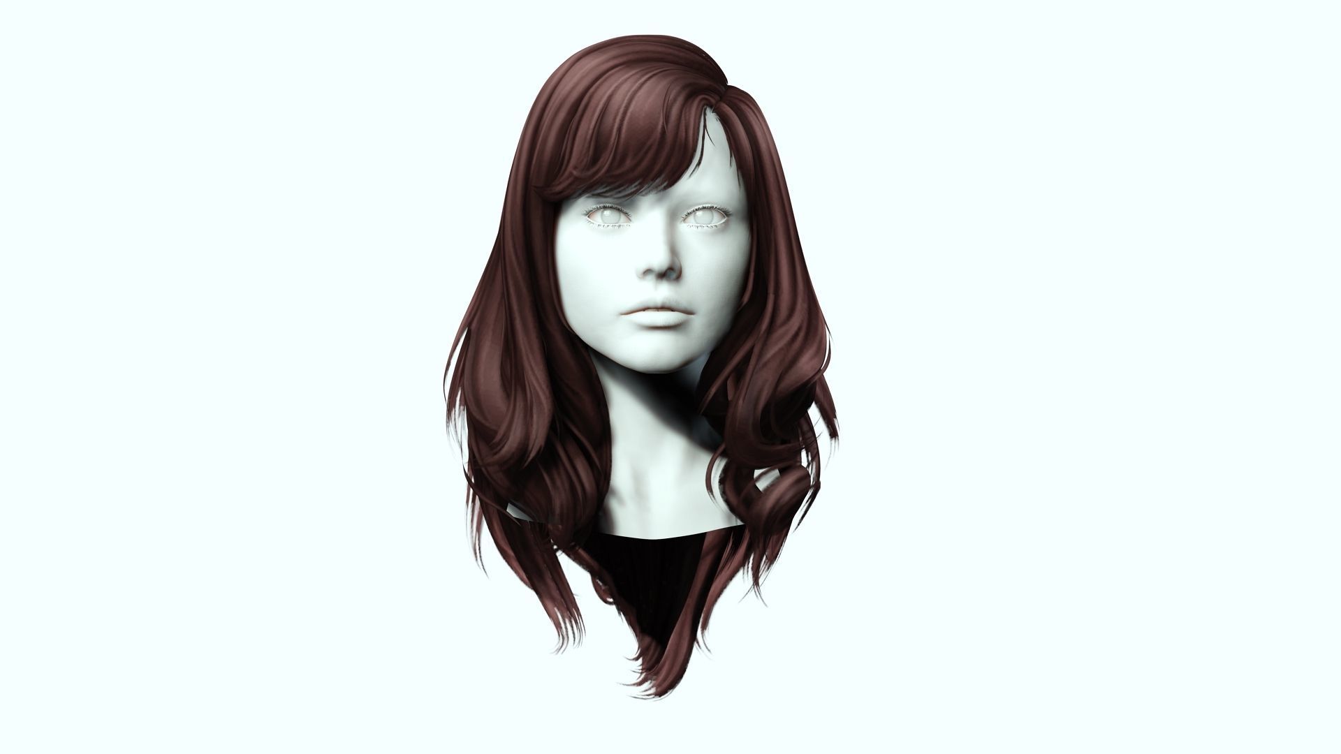 Female Colorable Hair Low-poly 3D model_2