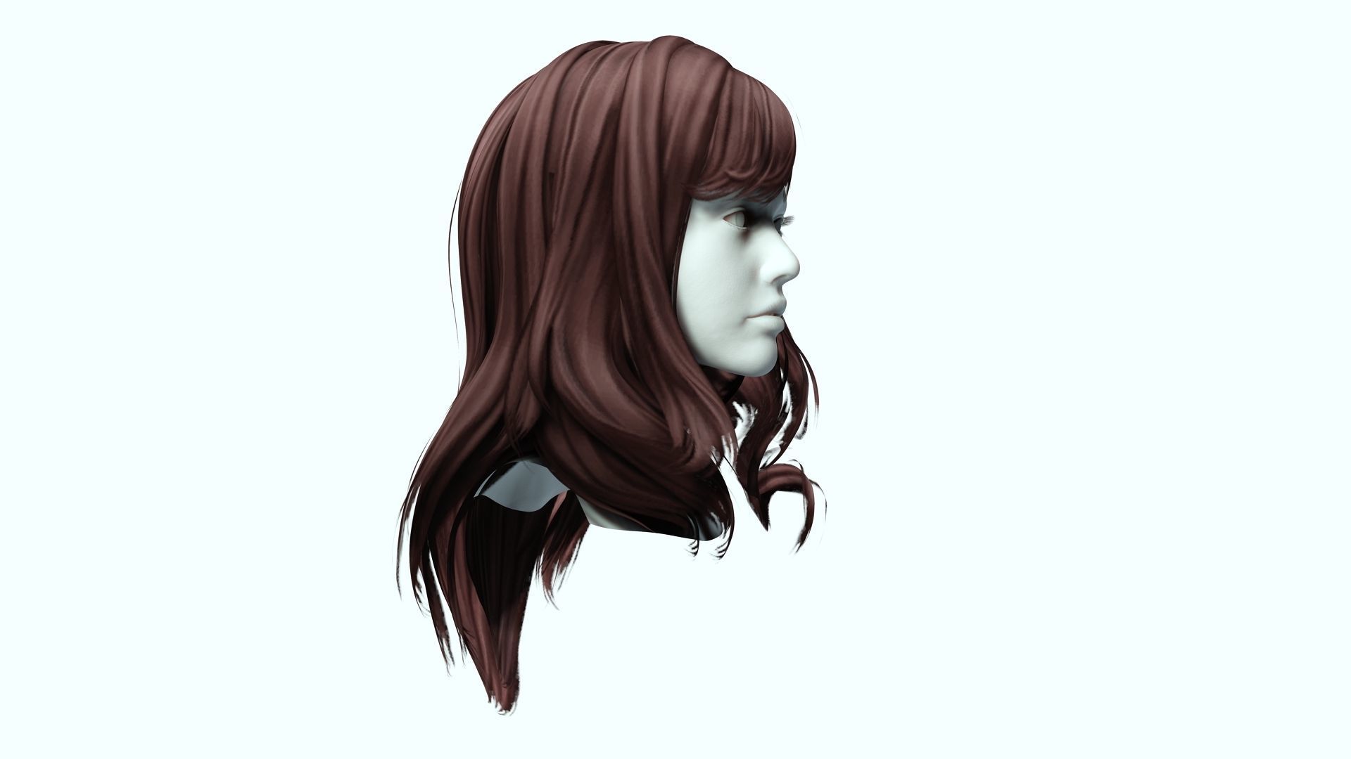 Female Colorable Hair Low-poly 3D model_8