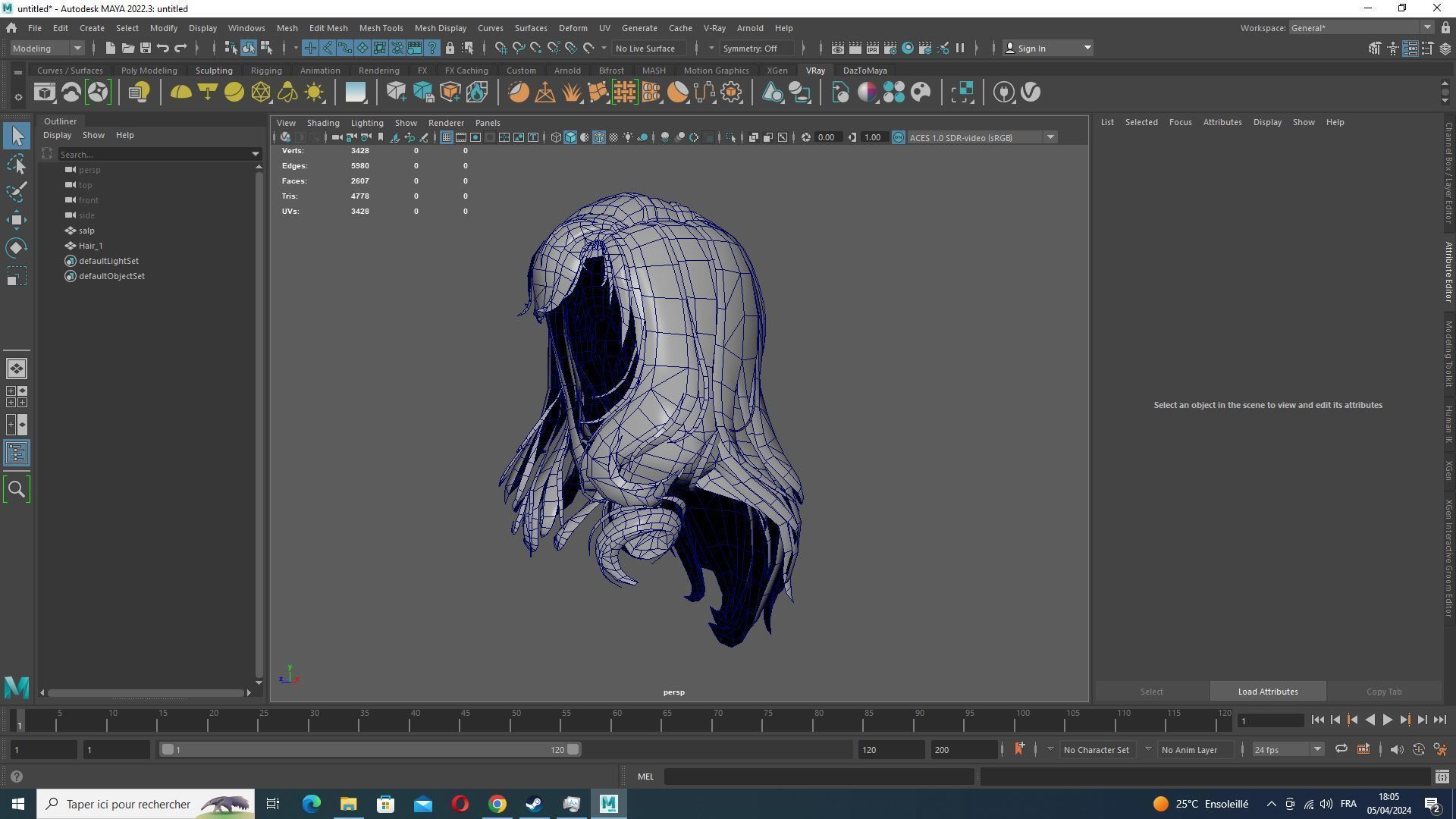 Female Colorable Hair Low-poly 3D model_13