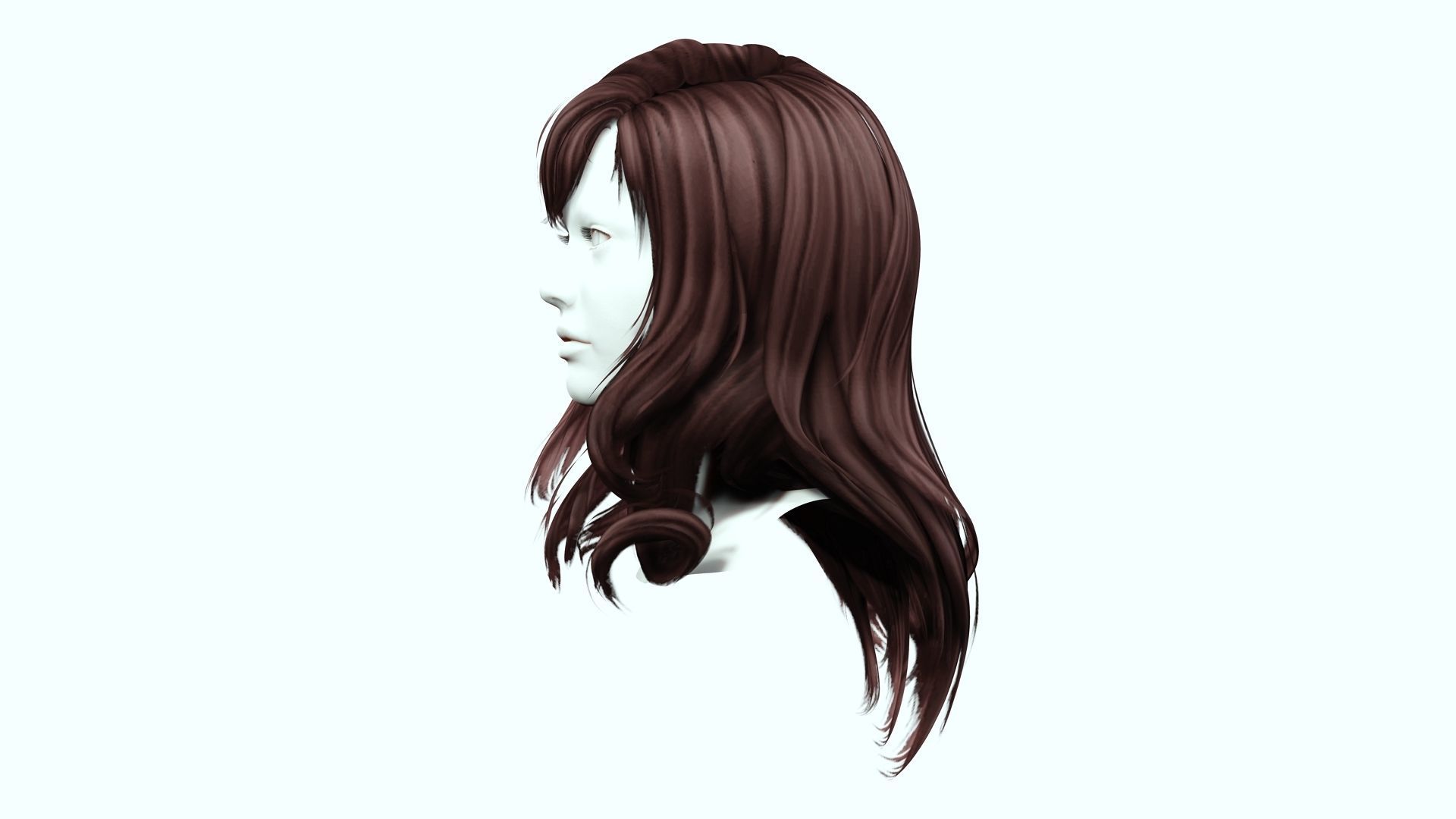 Female Colorable Hair Low-poly 3D model_4