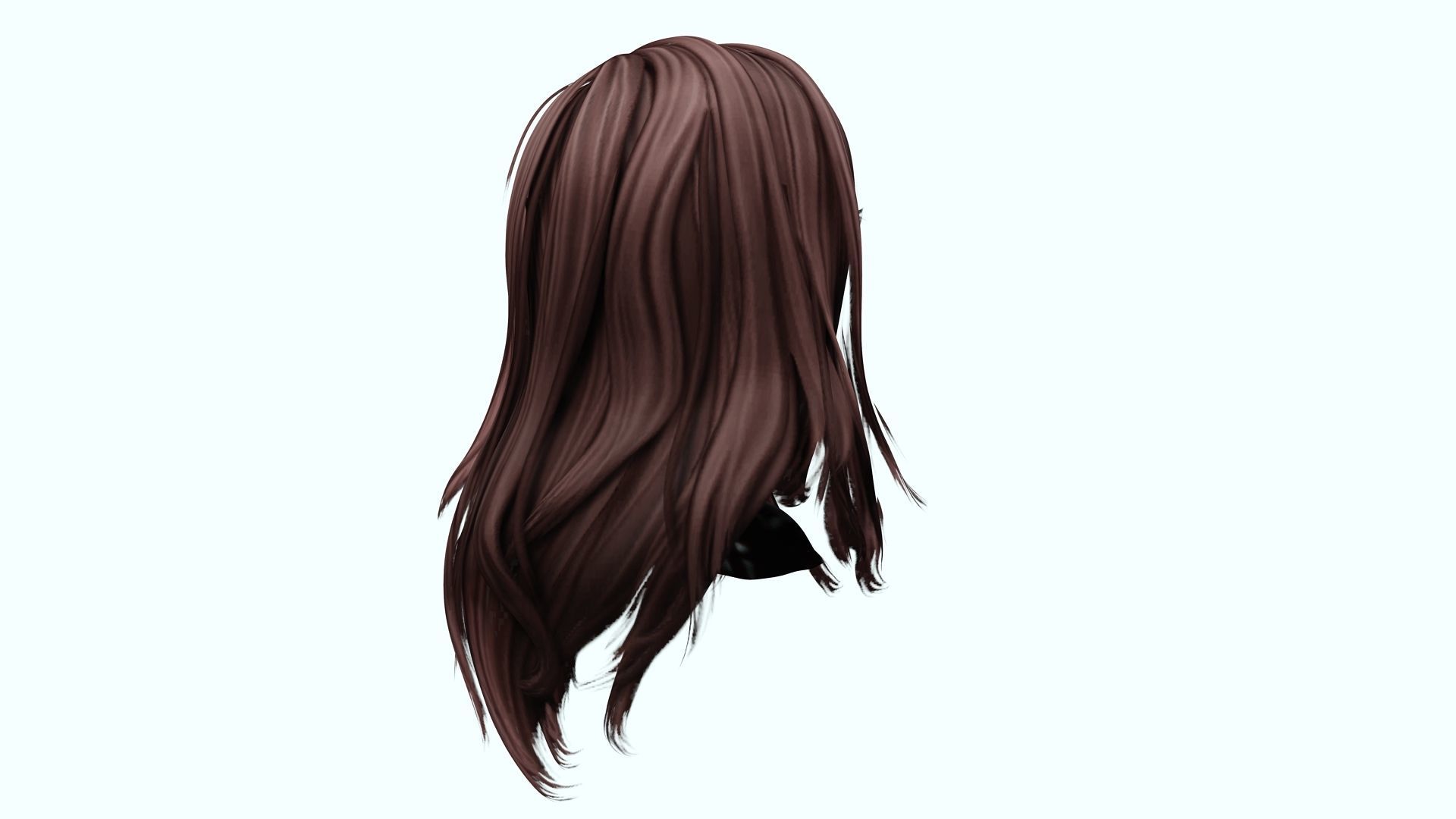 Female Colorable Hair Low-poly 3D model_6