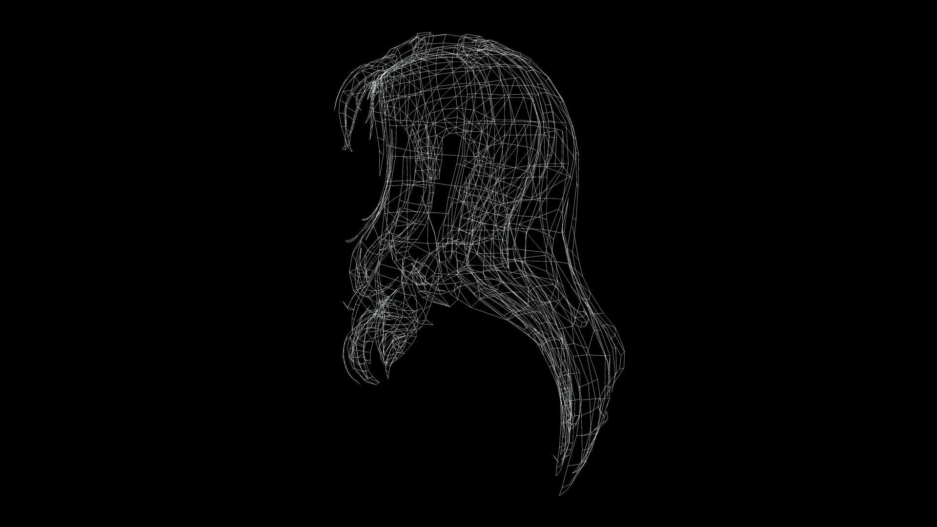 Female Colorable Hair Low-poly 3D model_11