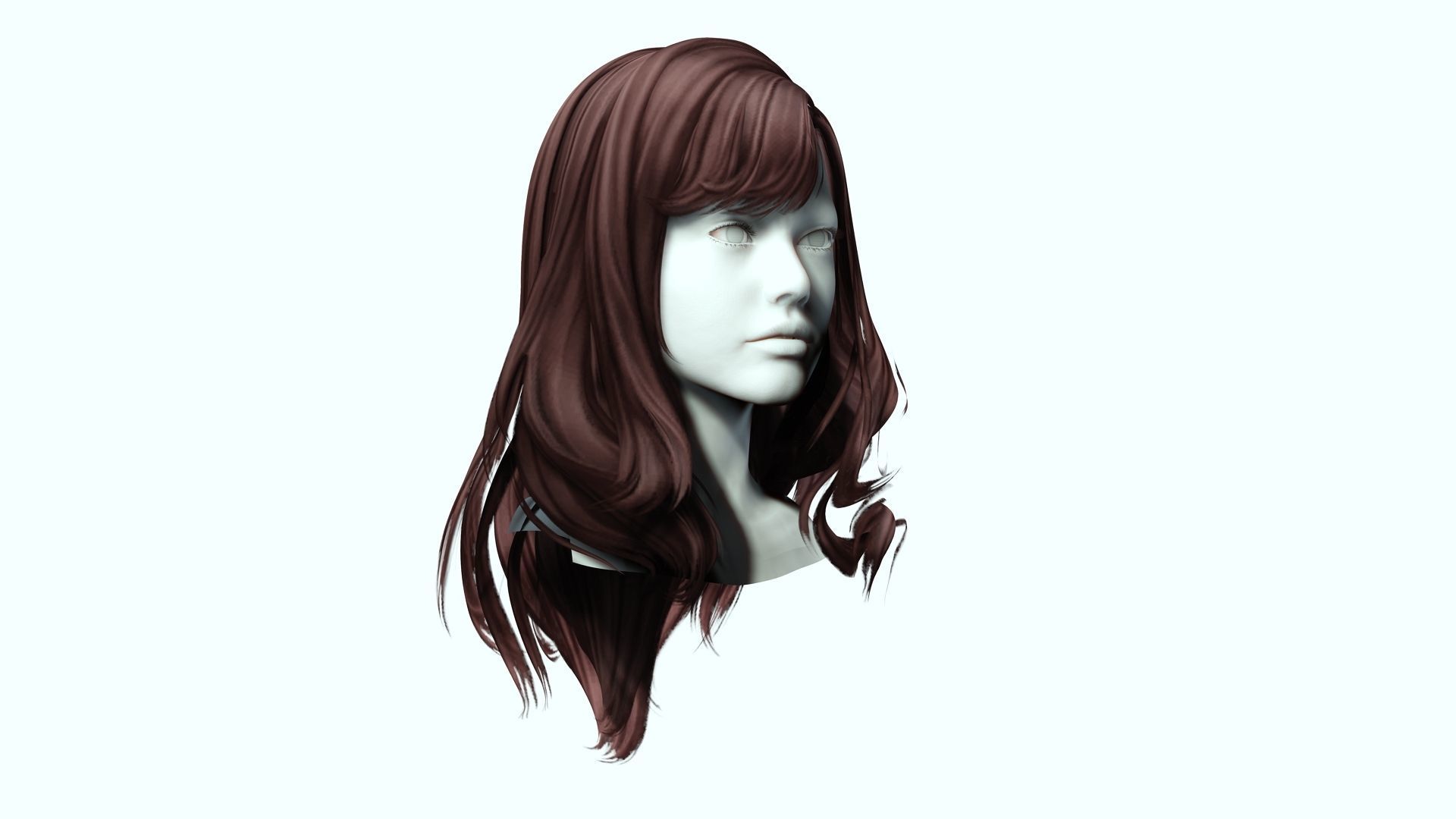 Female Colorable Hair Low-poly 3D model_9