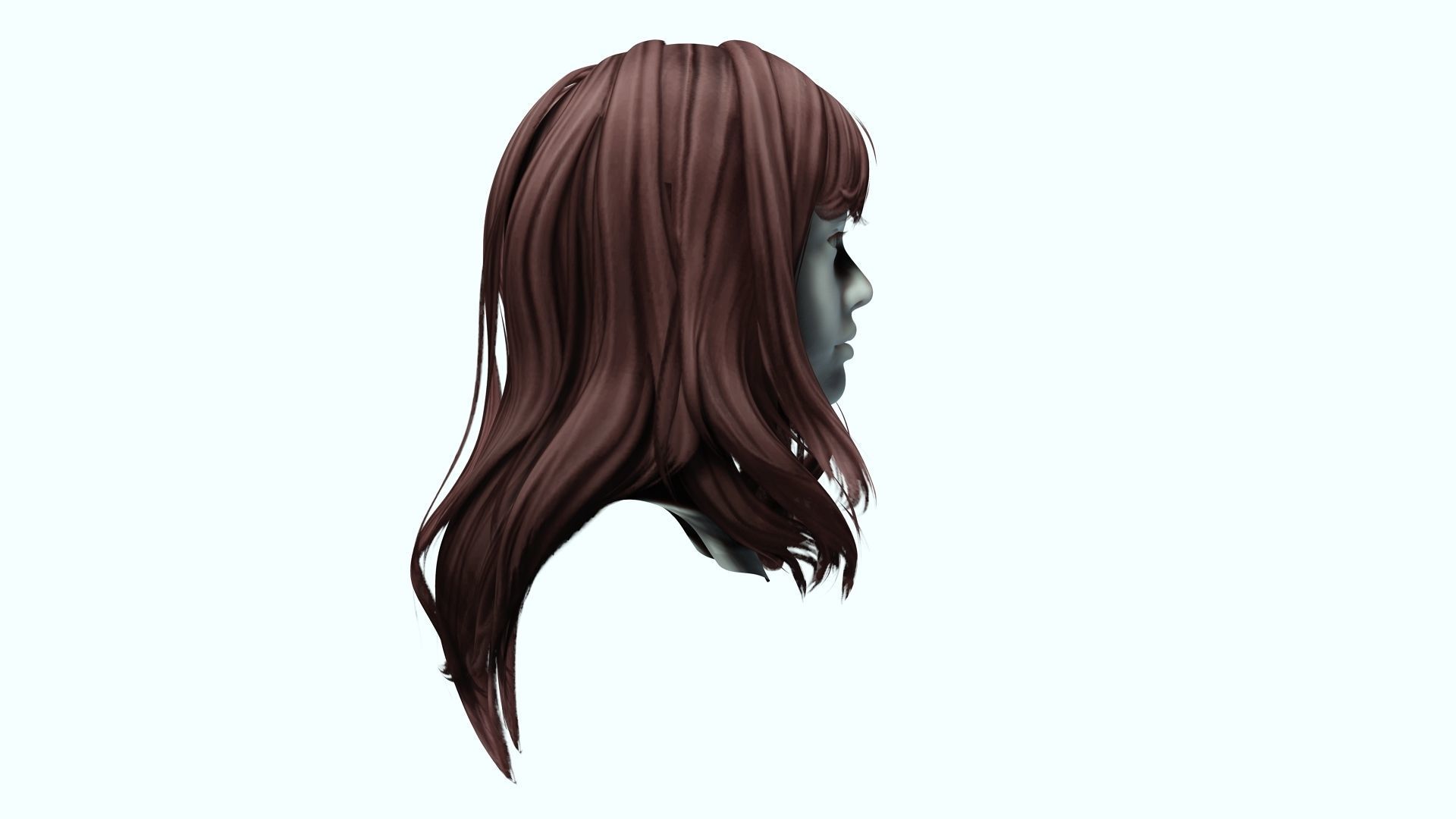 Female Colorable Hair Low-poly 3D model_7