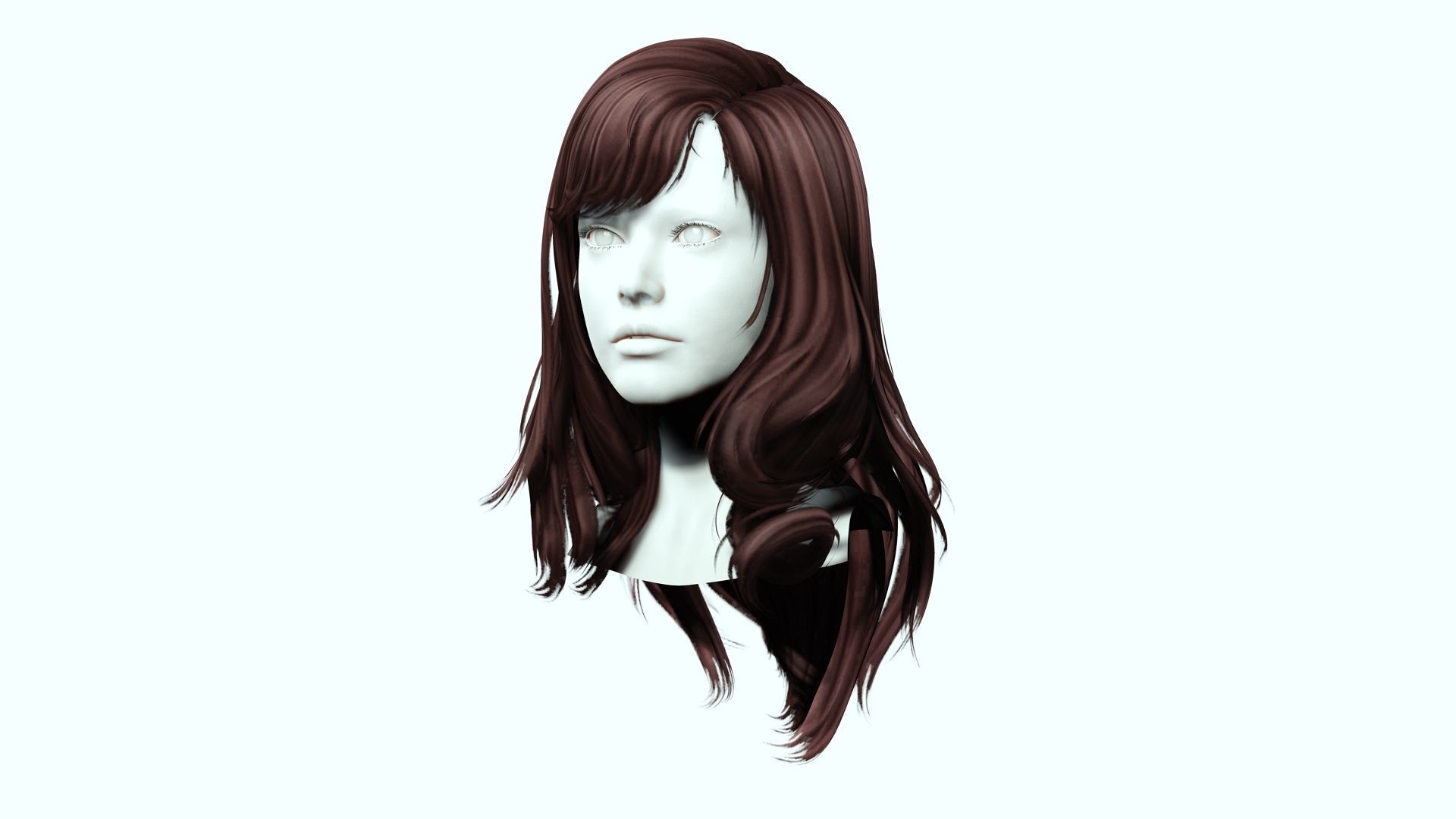 Female Colorable Hair Low-poly 3D model_3