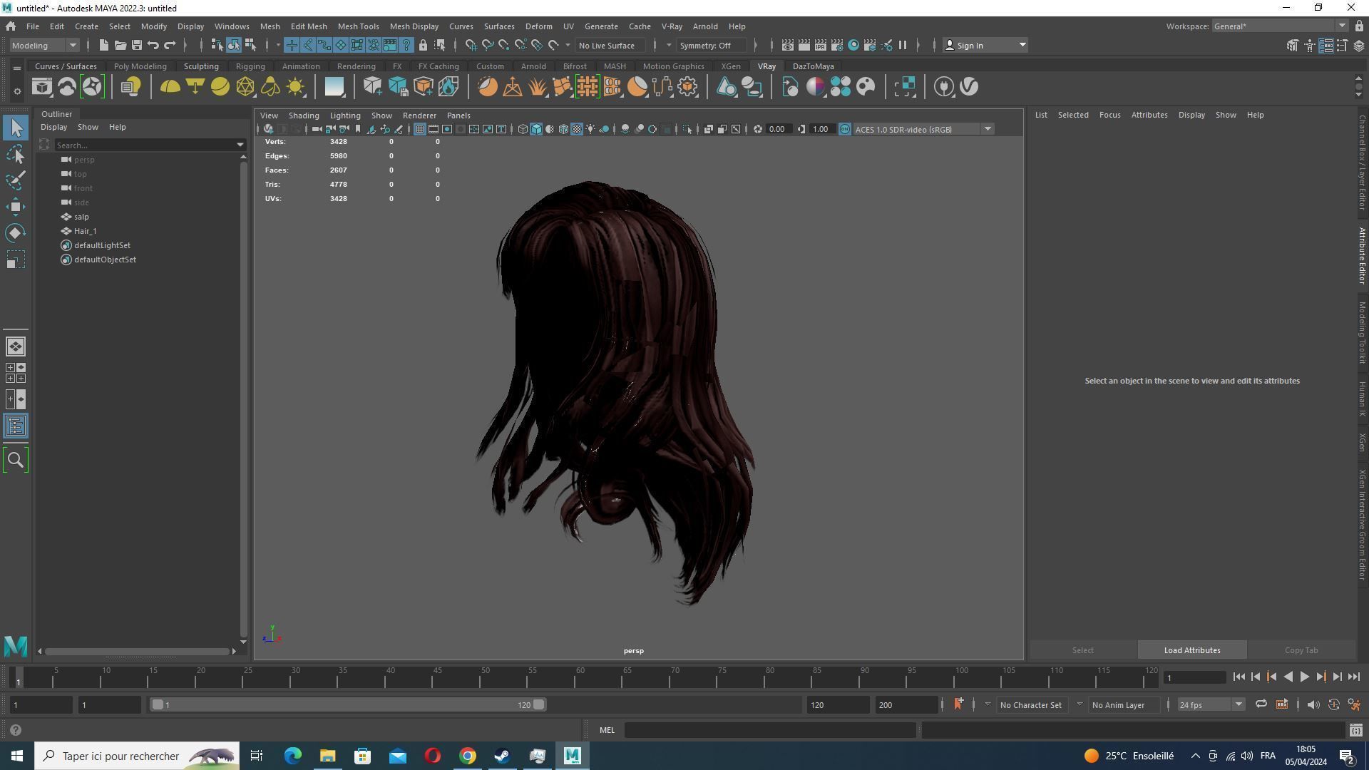 Female Colorable Hair Low-poly 3D model_14