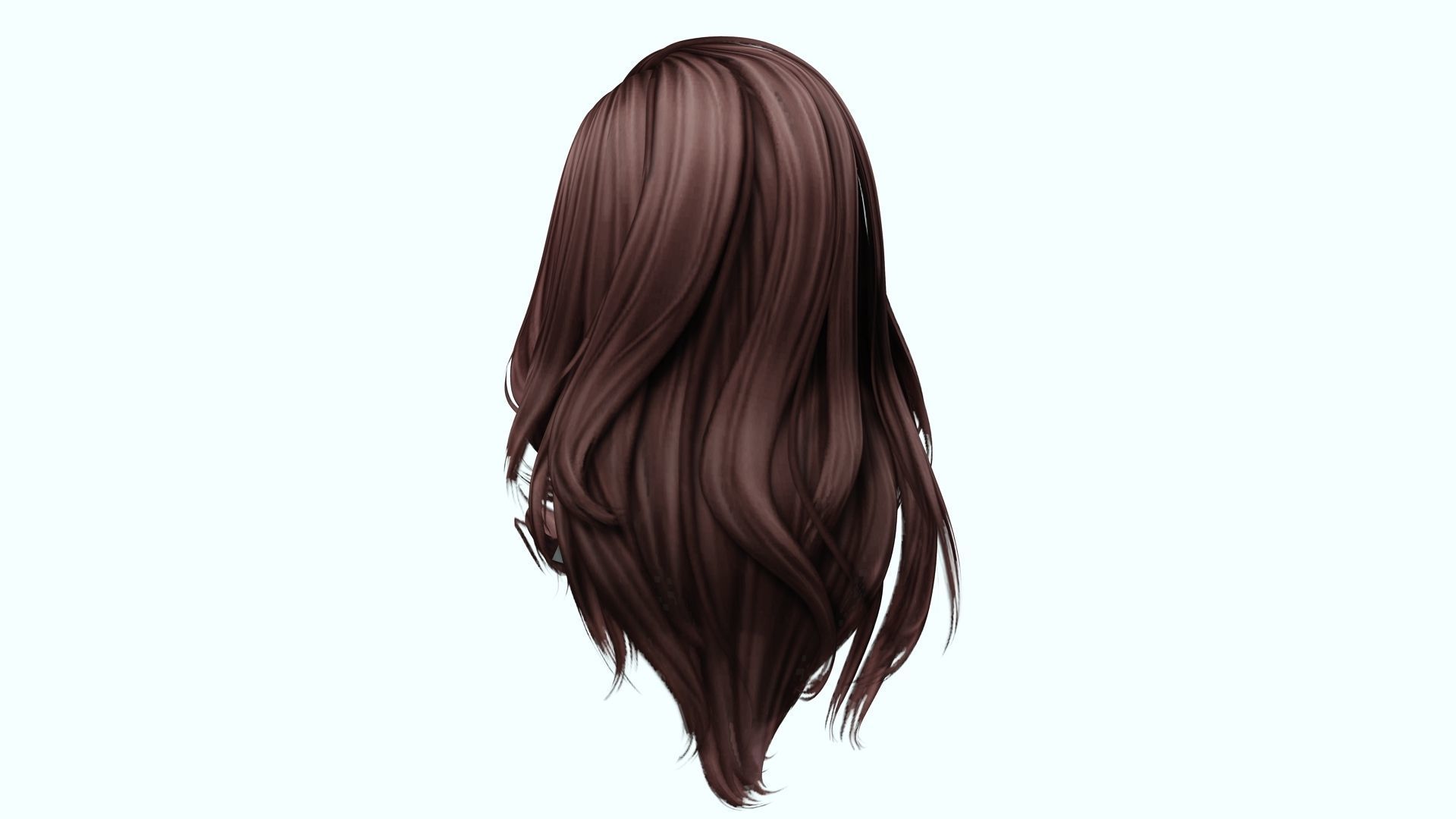 Female Colorable Hair Low-poly 3D model_5
