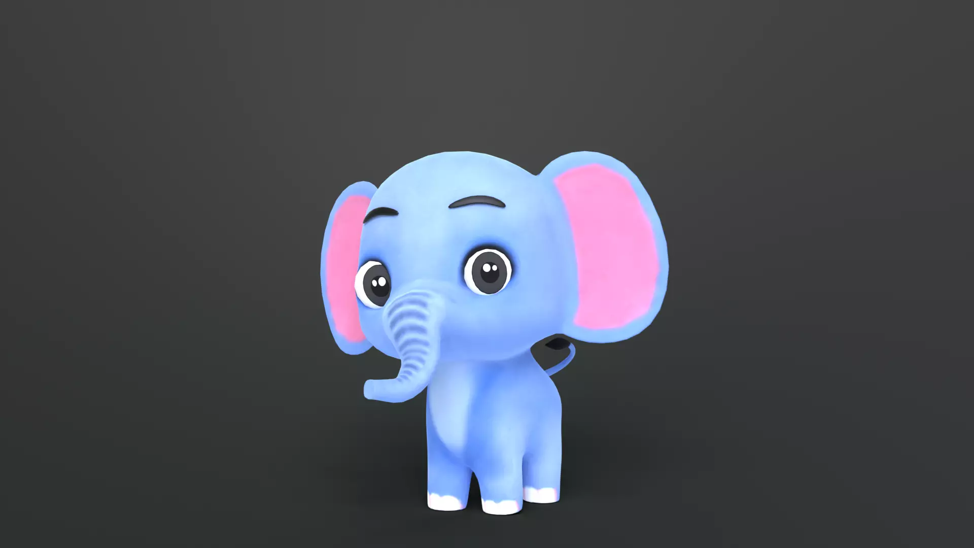 Cartoon Baby Elephant Character Low-poly 3D model