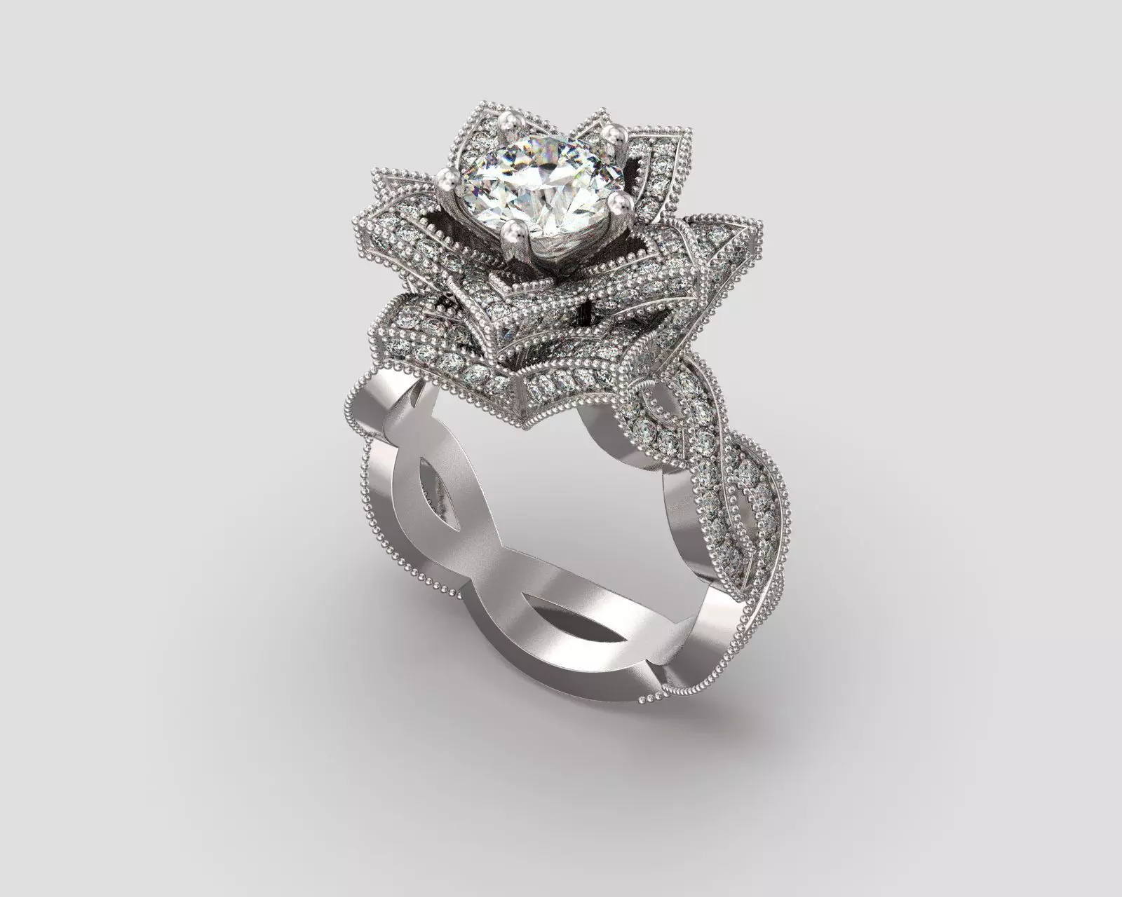 R 044 Ring Lotus 3D print model