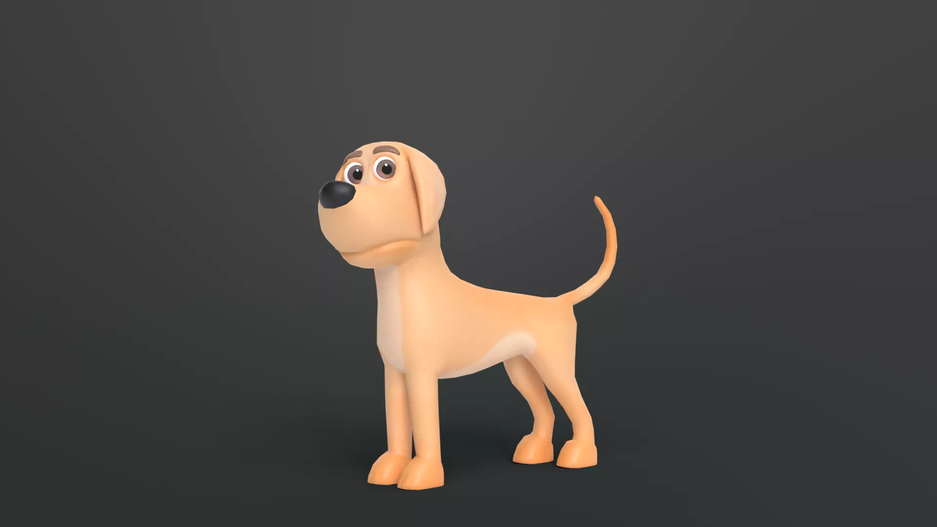 Cartoon Dog Character Low-poly 3D model