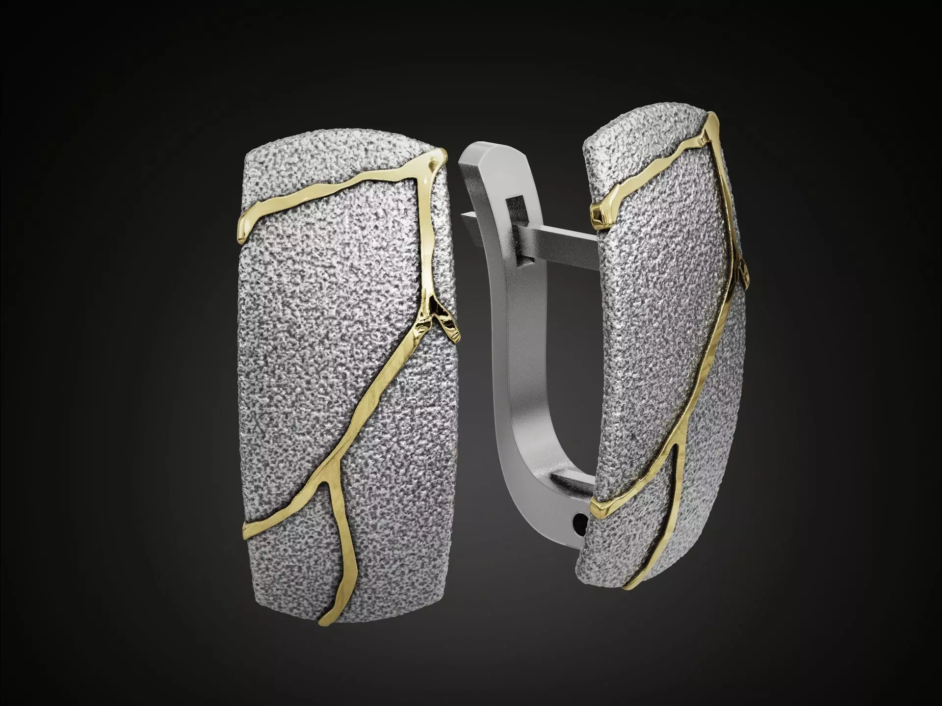 Kintsugi Japan Art Earrings - Original and Unusual Style 3D print model_0